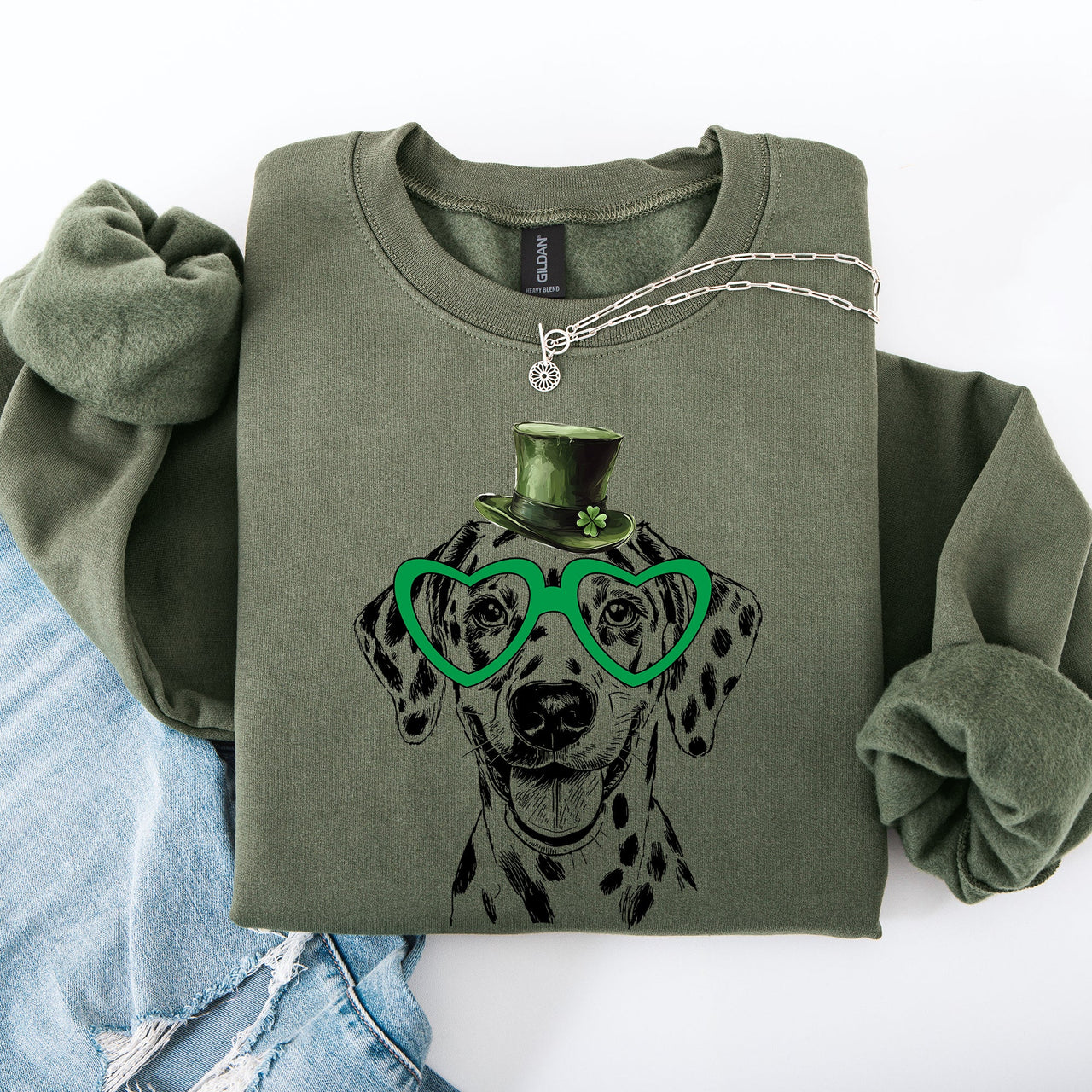 Dalmatian Adorable Dog St Patrick's Day Lucky Irish Charm Graphic Cozy Sweatshirt