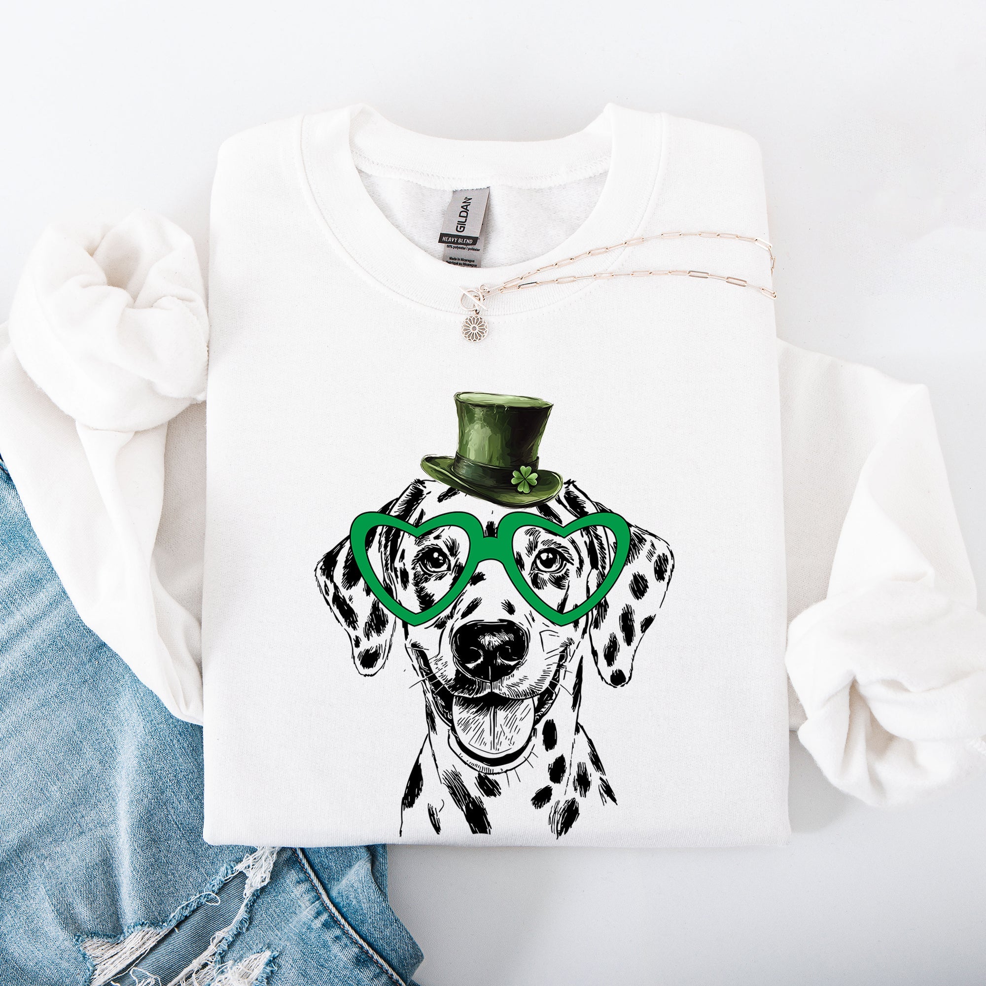 Dalmatian Adorable Dog St Patrick's Day Lucky Irish Charm Graphic Cozy Sweatshirt