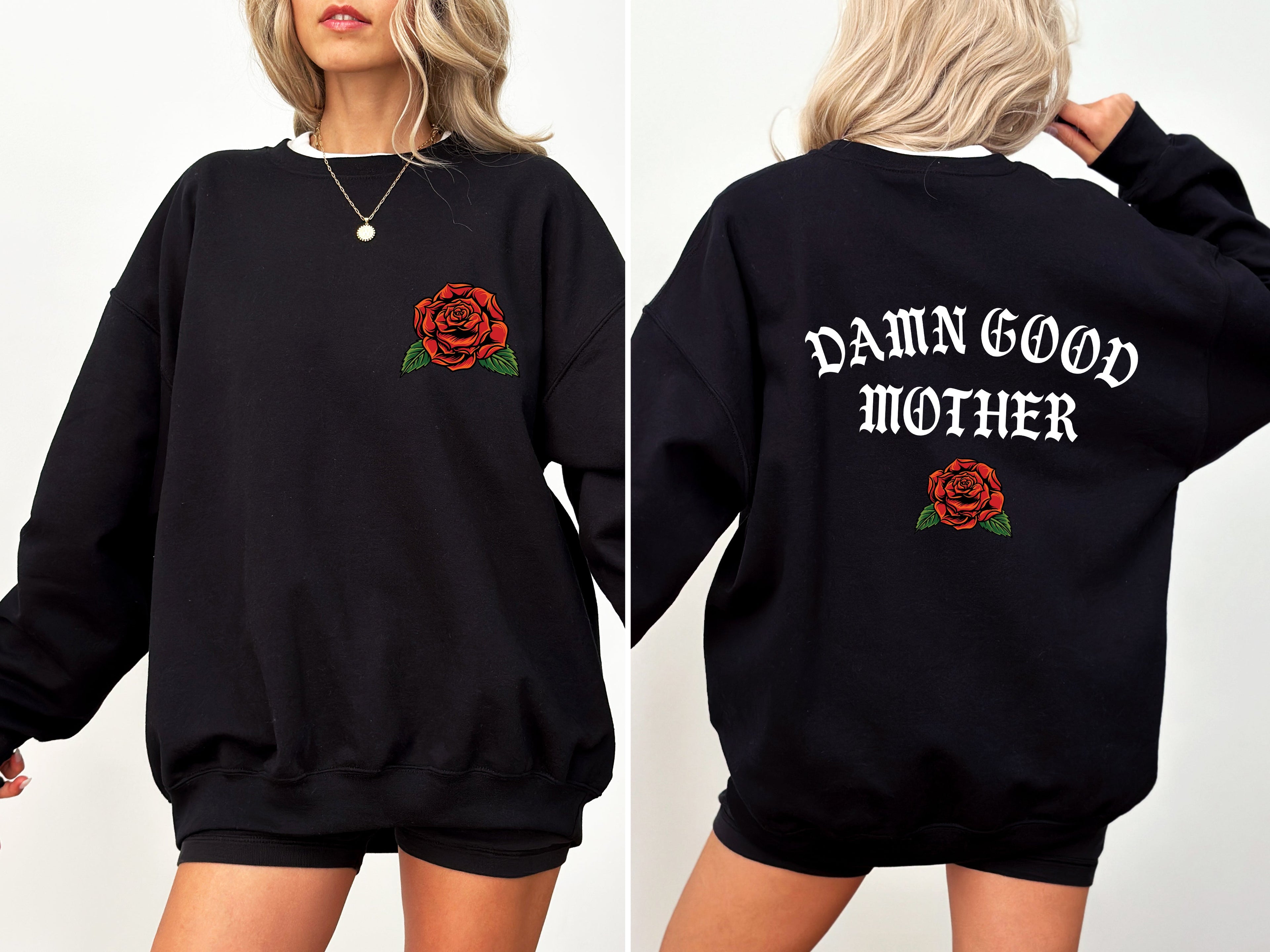 Damn Good Mother Tattoo Mother's Day Mama Bold Ink Script Heart Cozy Edition Sweatshirt