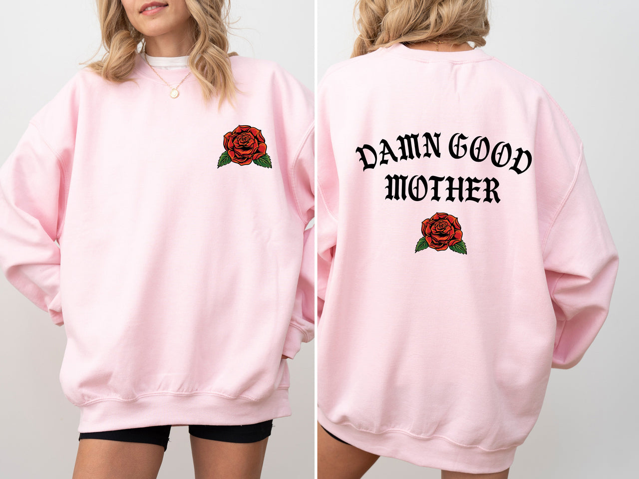 Damn Good Mother Tattoo Mother's Day Mama Bold Ink Script Heart Cozy Edition Sweatshirt