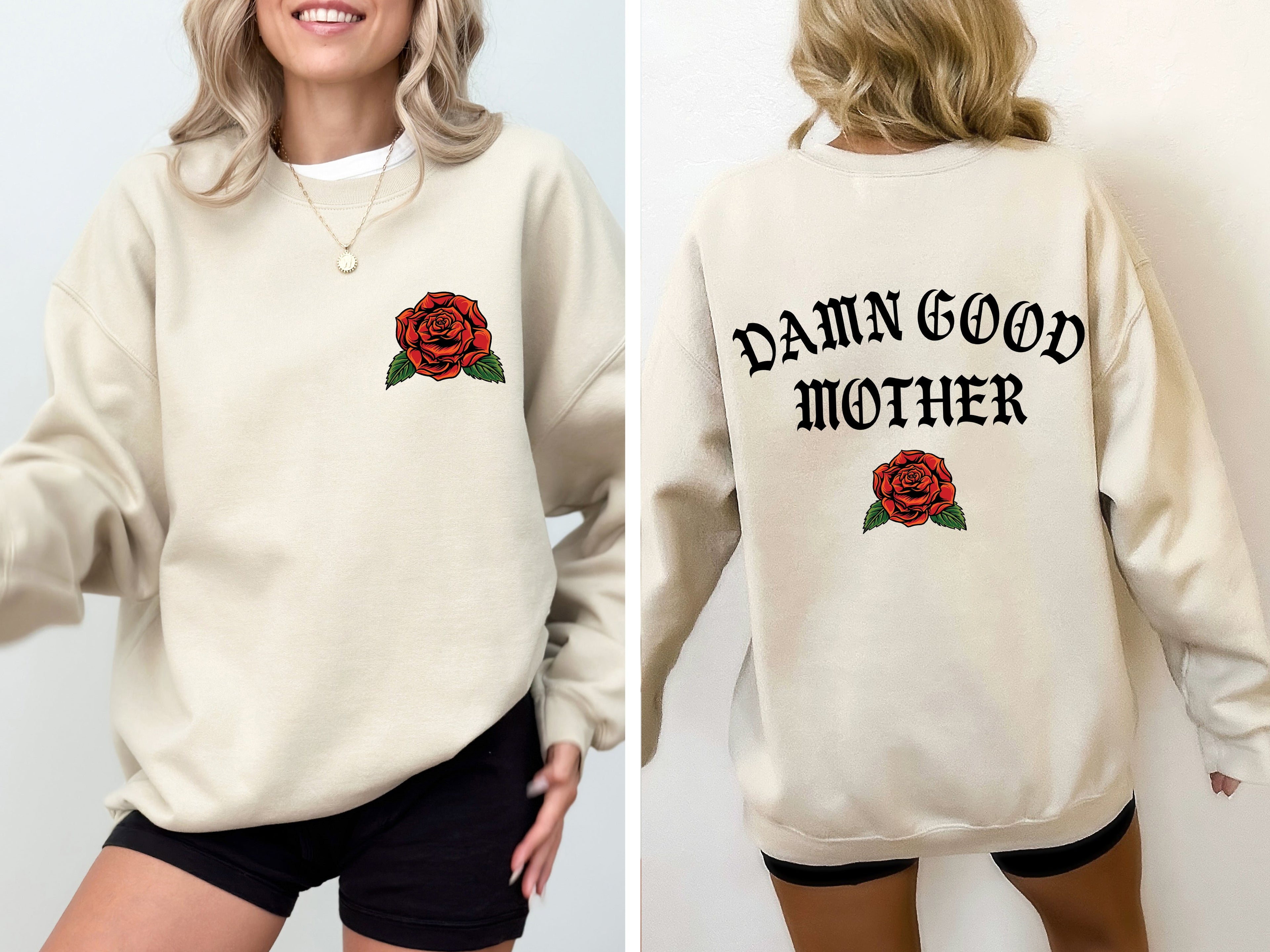 Damn Good Mother Tattoo Mother's Day Mama Bold Ink Script Heart Cozy Edition Sweatshirt