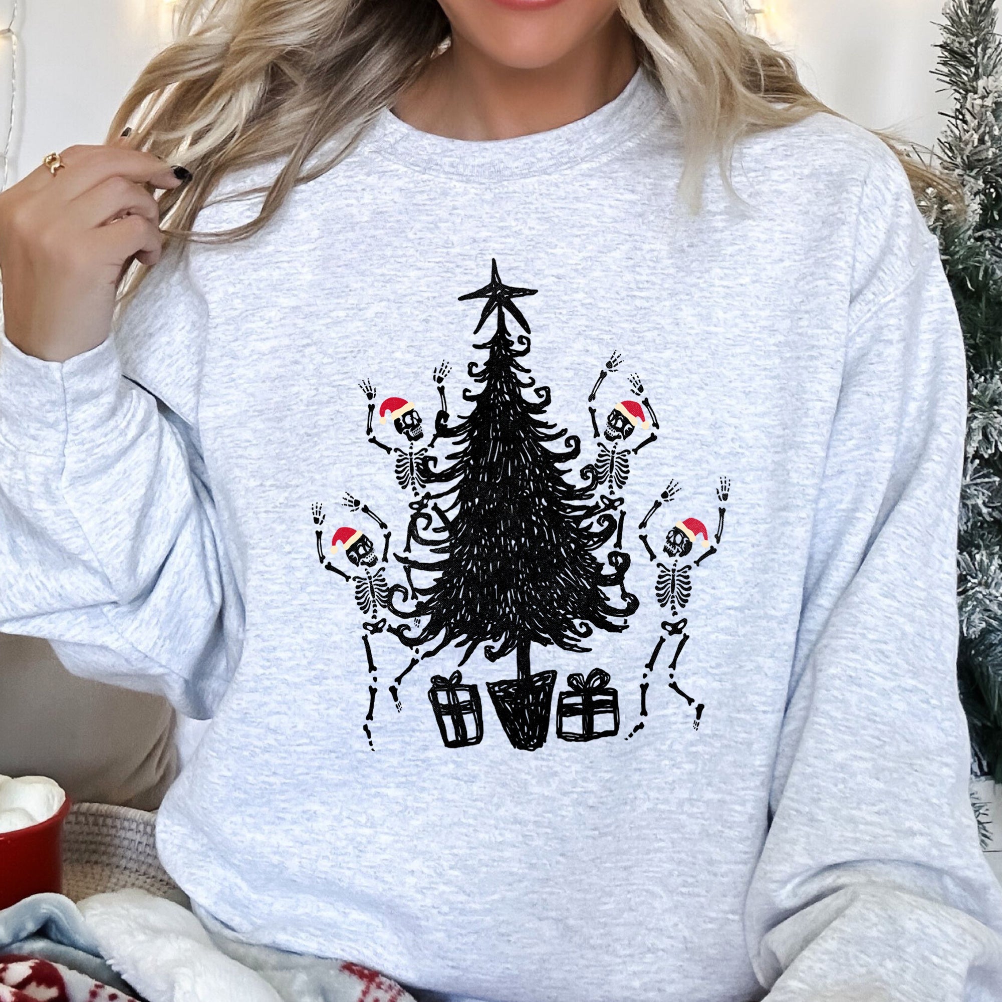 Christmas Dancing Skeletons Festive Holiday Skeletons Celebration Edition Sweatshirt