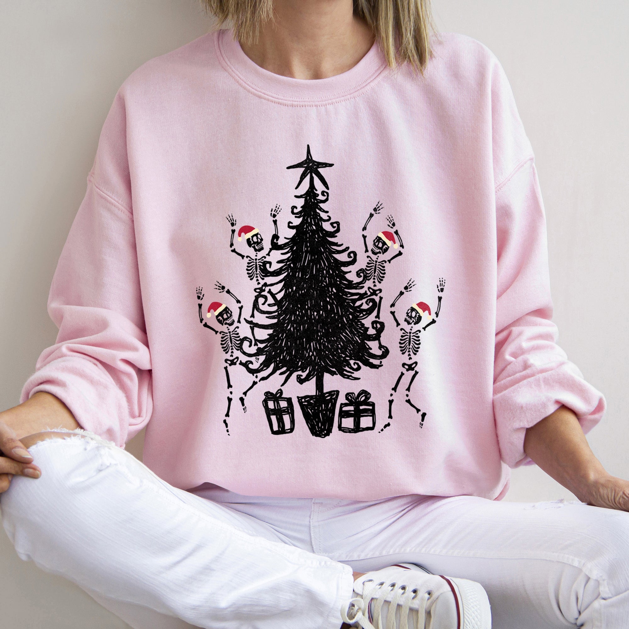 Christmas Dancing Skeletons Festive Holiday Skeletons Celebration Edition Sweatshirt