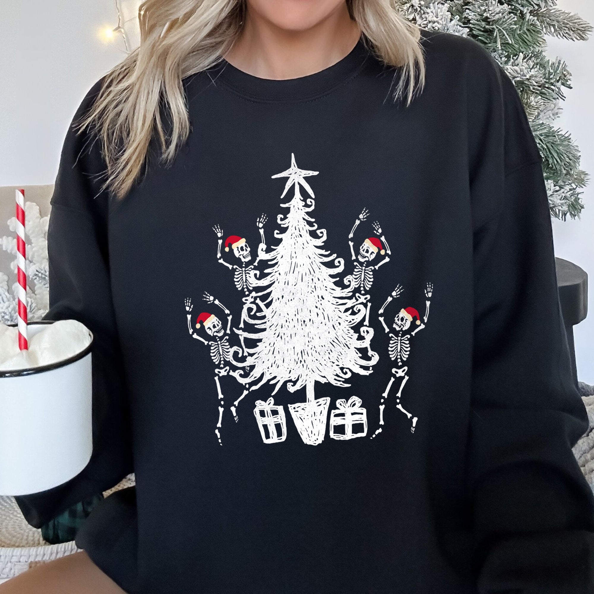 Christmas Dancing Skeletons Festive Bone Parade Edition With Retro Holiday Charm Sweatshirt