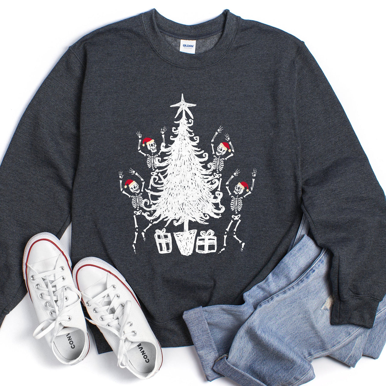 Christmas Dancing Skeletons Festive Bone Parade Edition With Retro Holiday Charm Sweatshirt