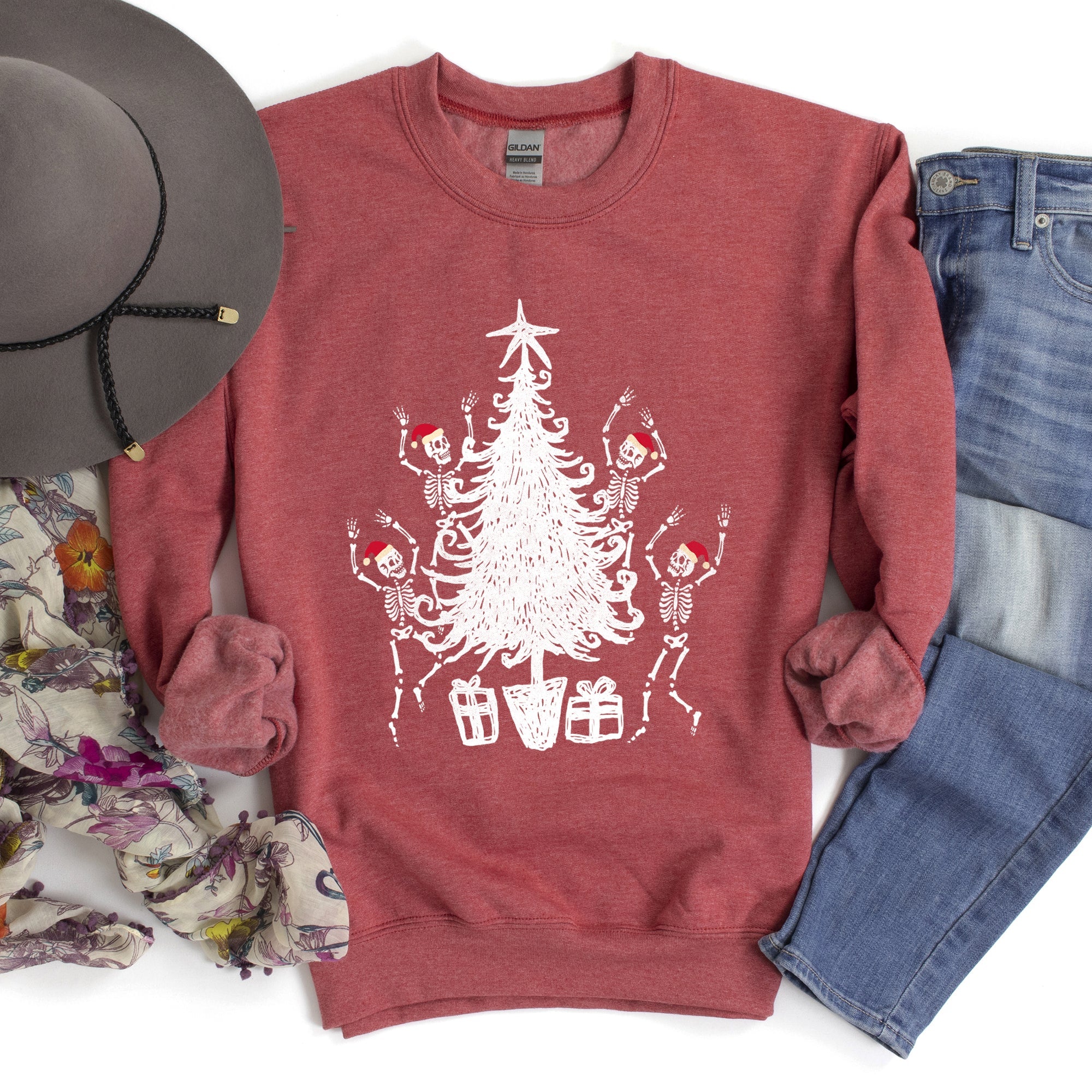Christmas Dancing Skeletons Festive Bone Parade Edition With Retro Holiday Charm Sweatshirt