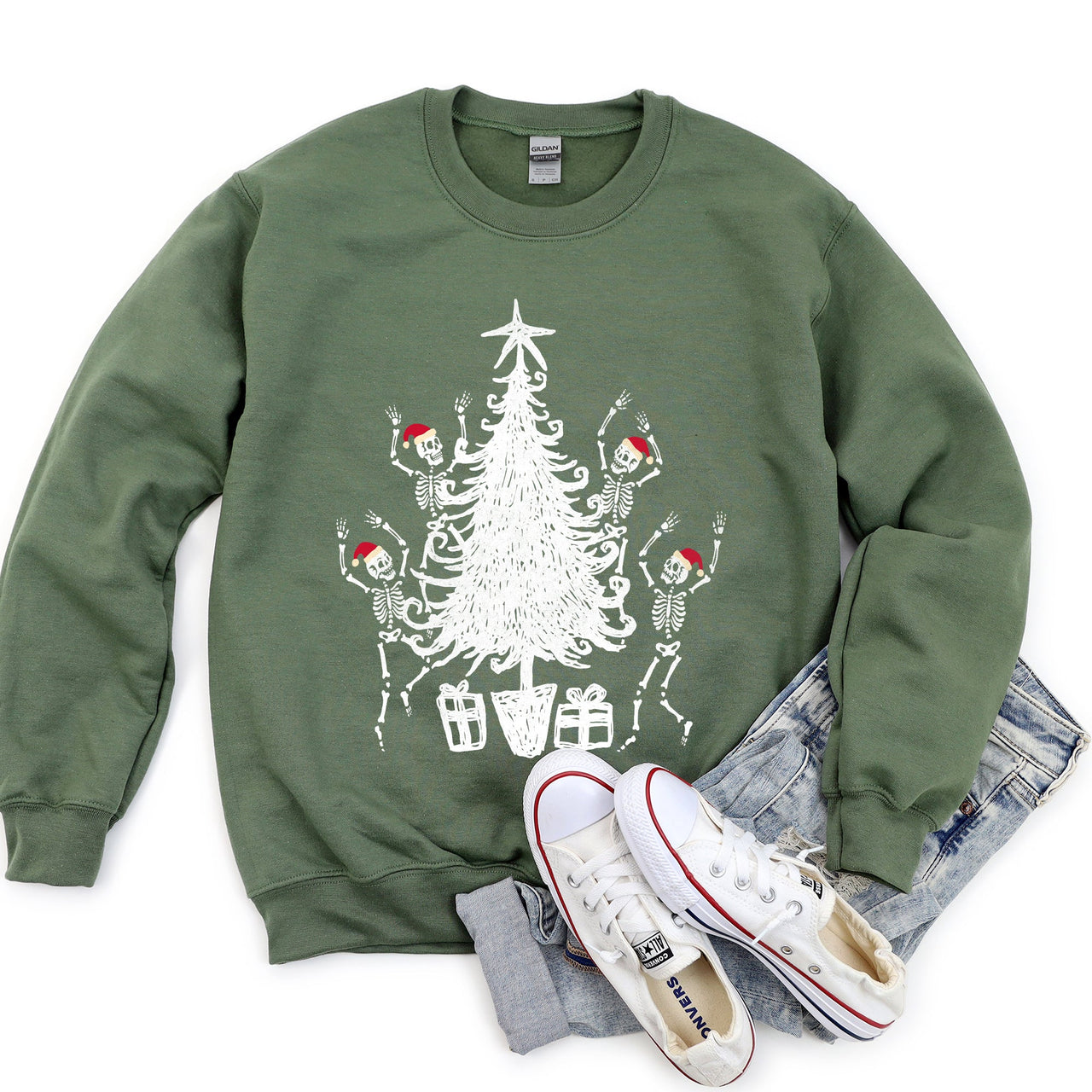 Christmas Dancing Skeletons Festive Bone Parade Edition With Retro Holiday Charm Sweatshirt