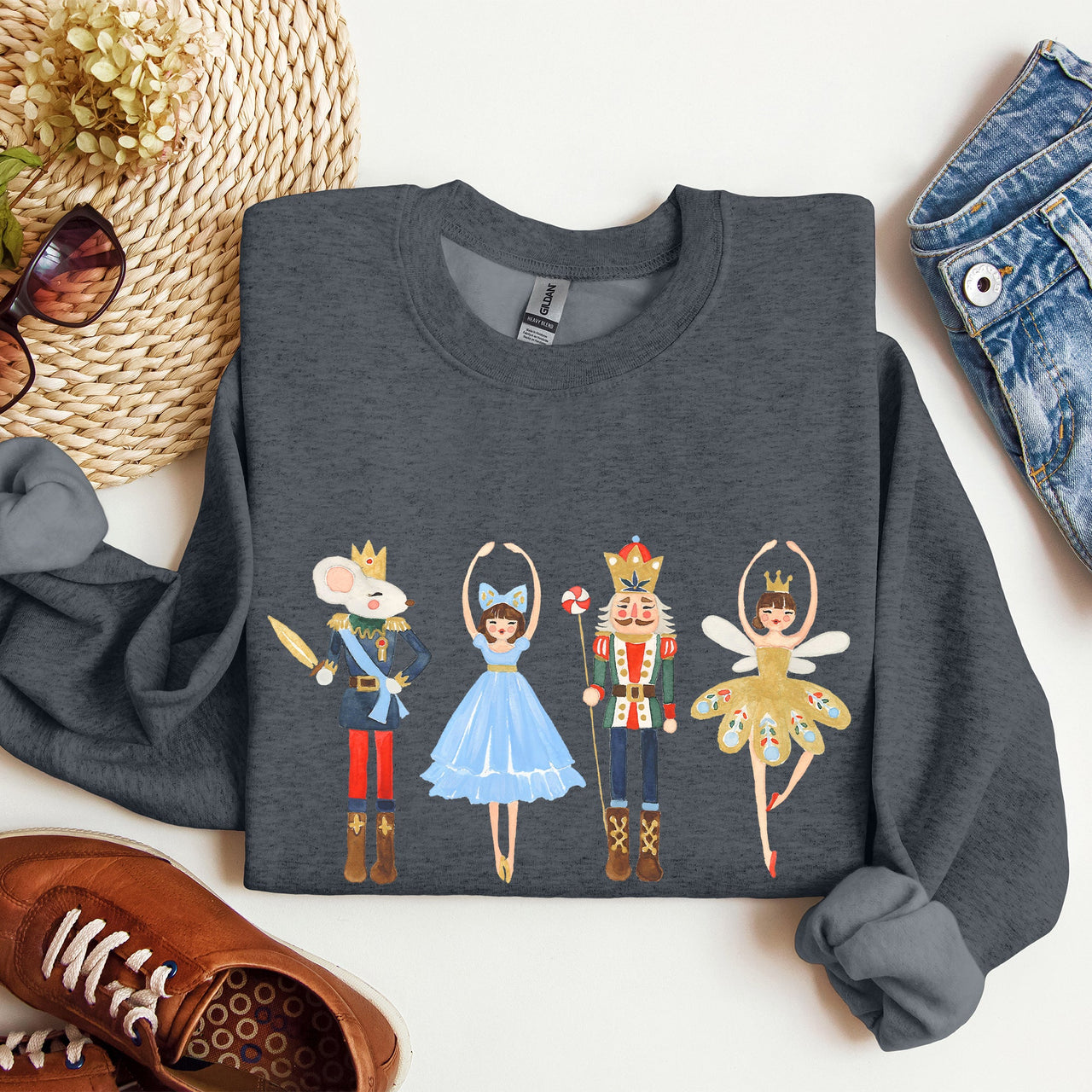 Nutcracker Ballet Christmas Scene Artwork Inspires Festive Ornaments And Classic Dance Imagery Sweatshirt