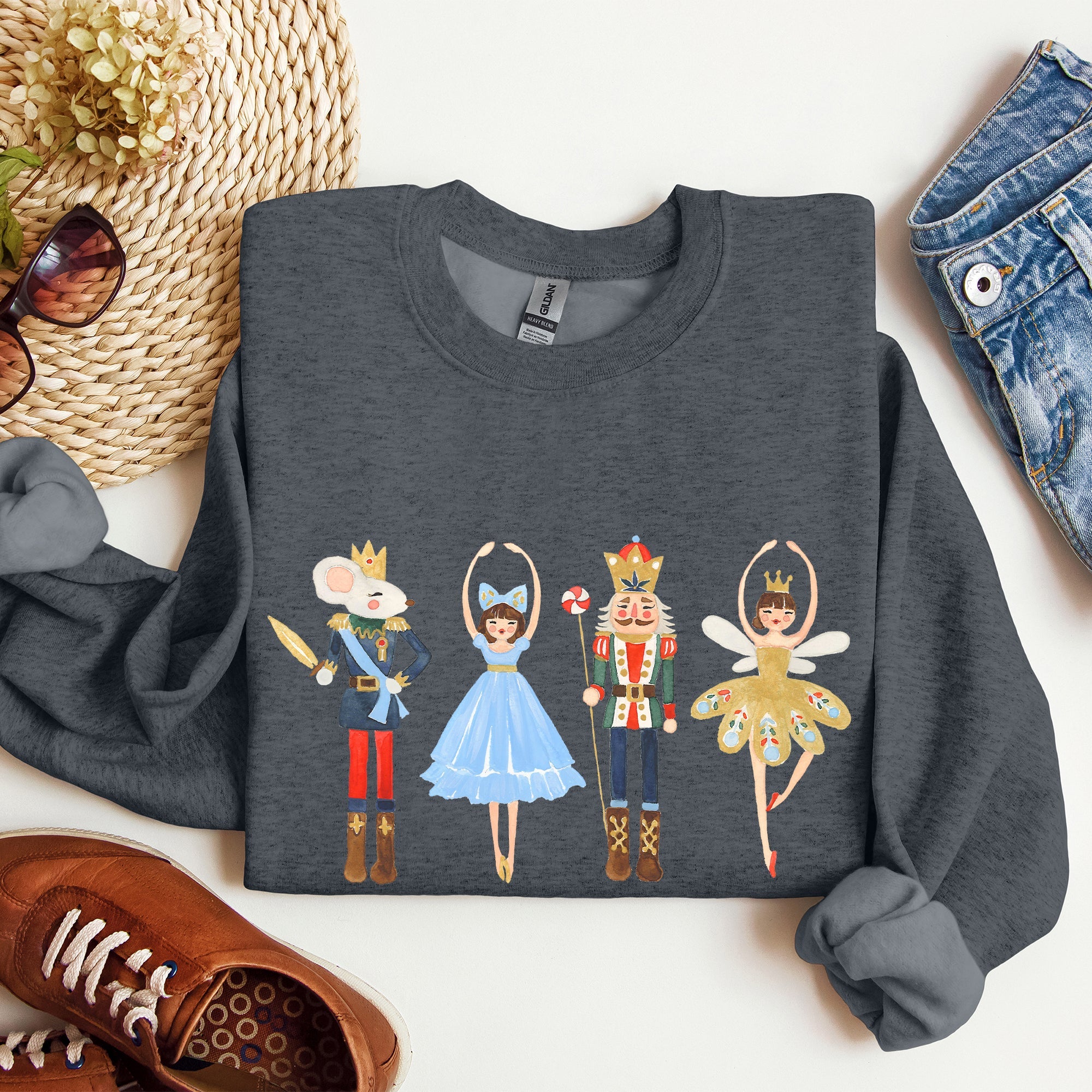 Nutcracker Ballet Christmas Scene Artwork Inspires Festive Ornaments And Classic Dance Imagery Sweatshirt