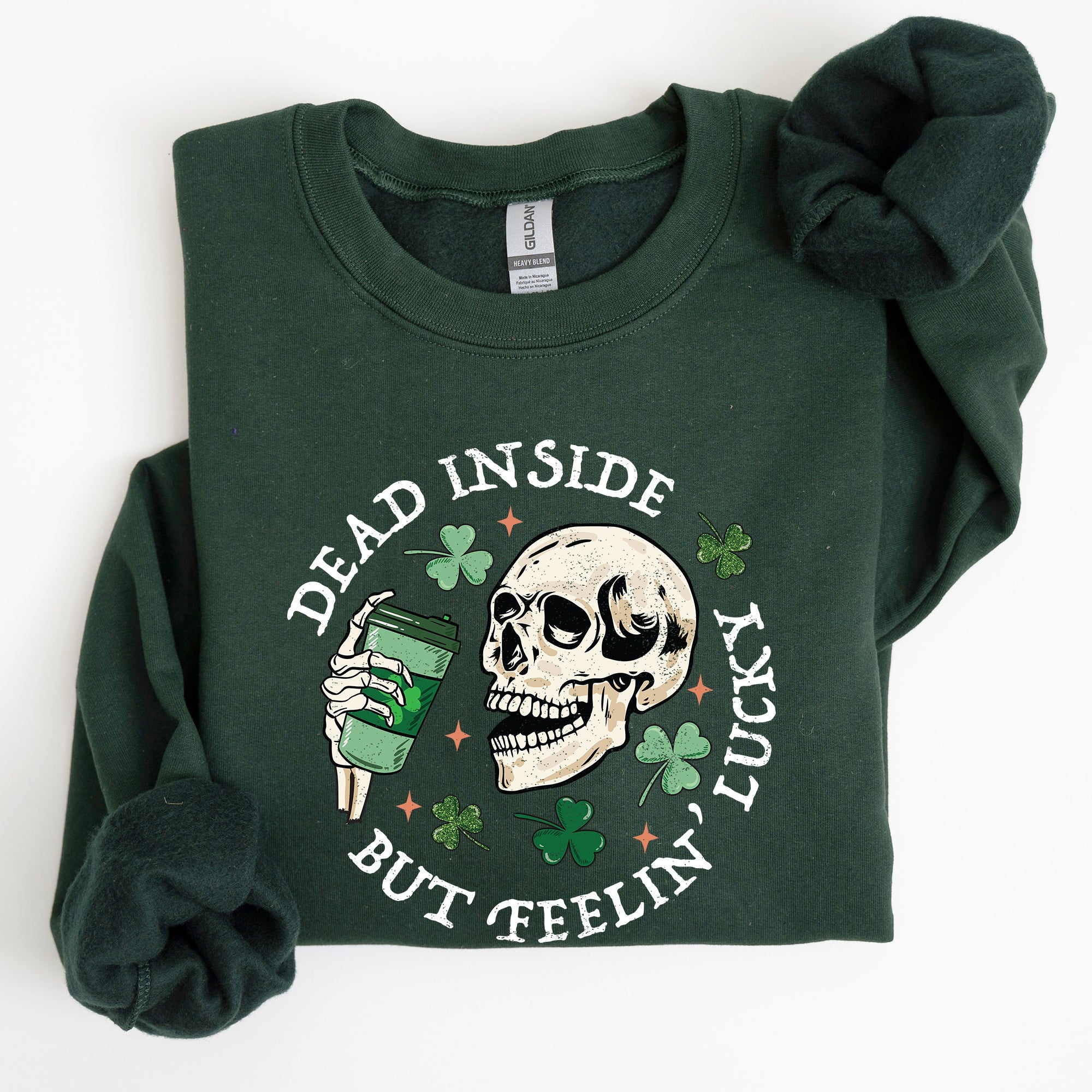 Dead Inside But Feeling Lucky St Patrick's Day Holiday Edition Premium Sweatshirt