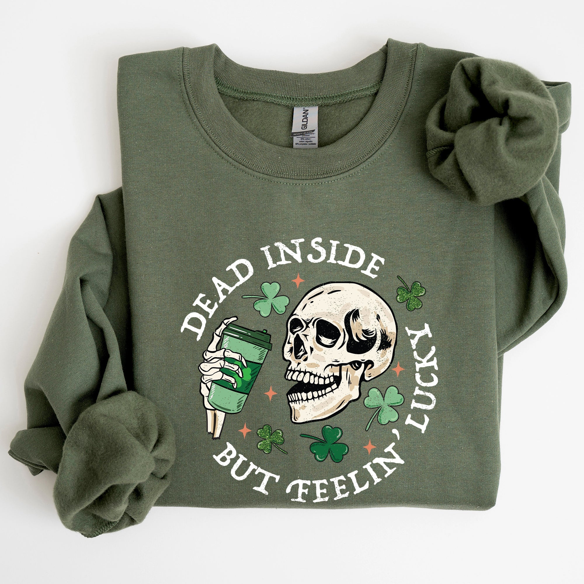 Dead Inside But Feeling Lucky St Patrick's Day Holiday Edition Premium Sweatshirt