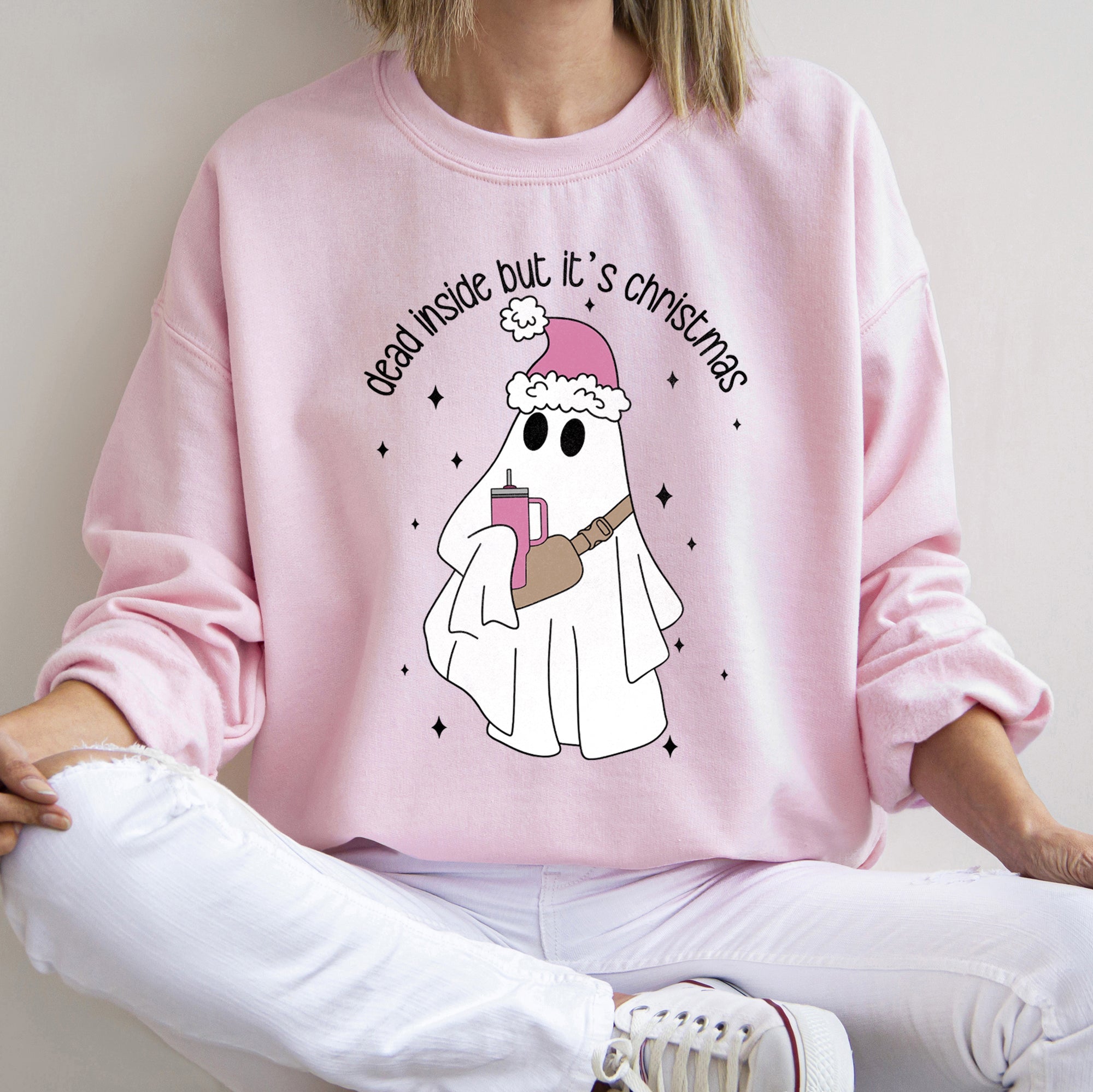 Dead Inside But It's Christmas Retro Cozy Winter Edition Graphic Print Sweatshirt