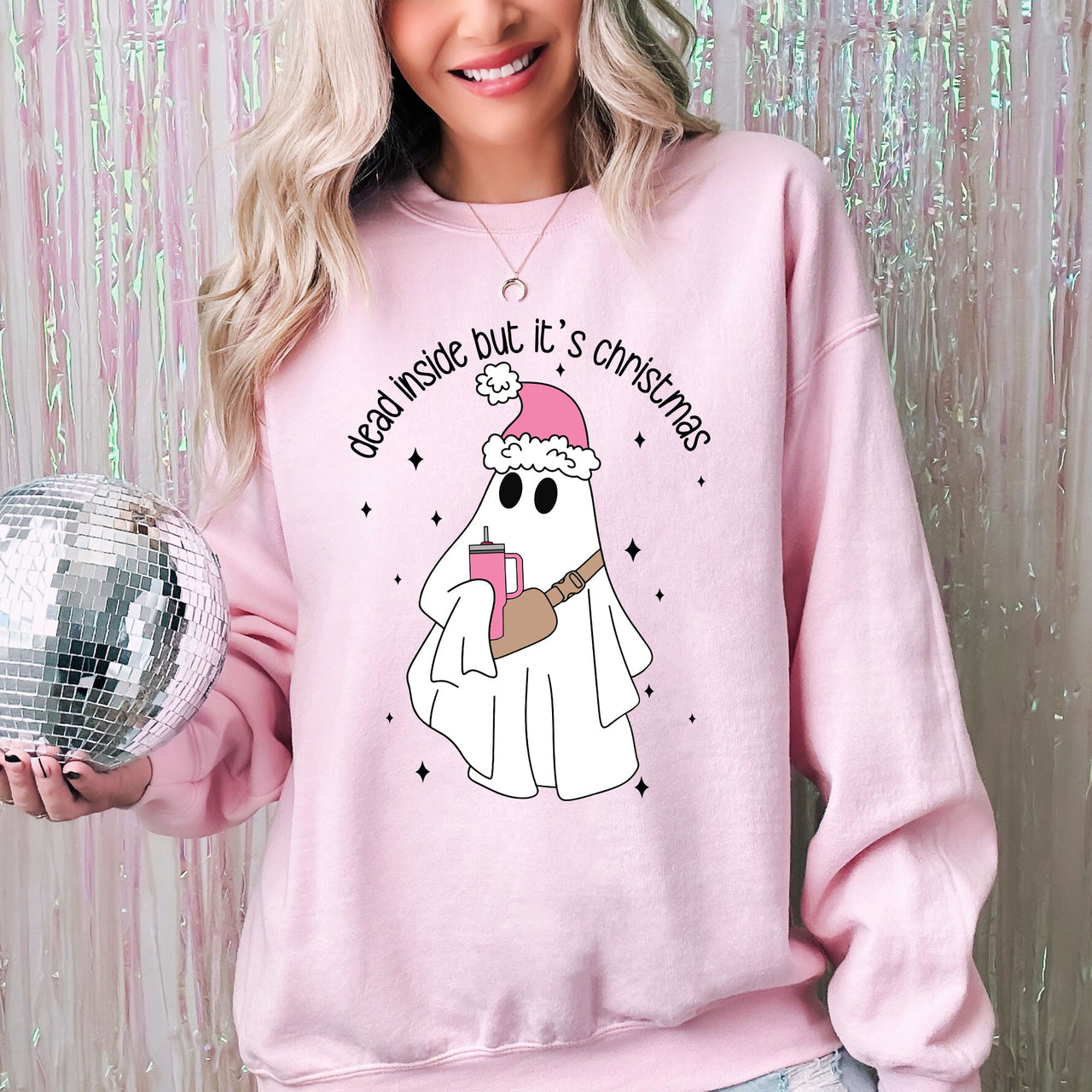 Dead Inside But It's Christmas Ghost Santa Bougie Winter Xmas Holiday Vibes Edition Sweatshirt