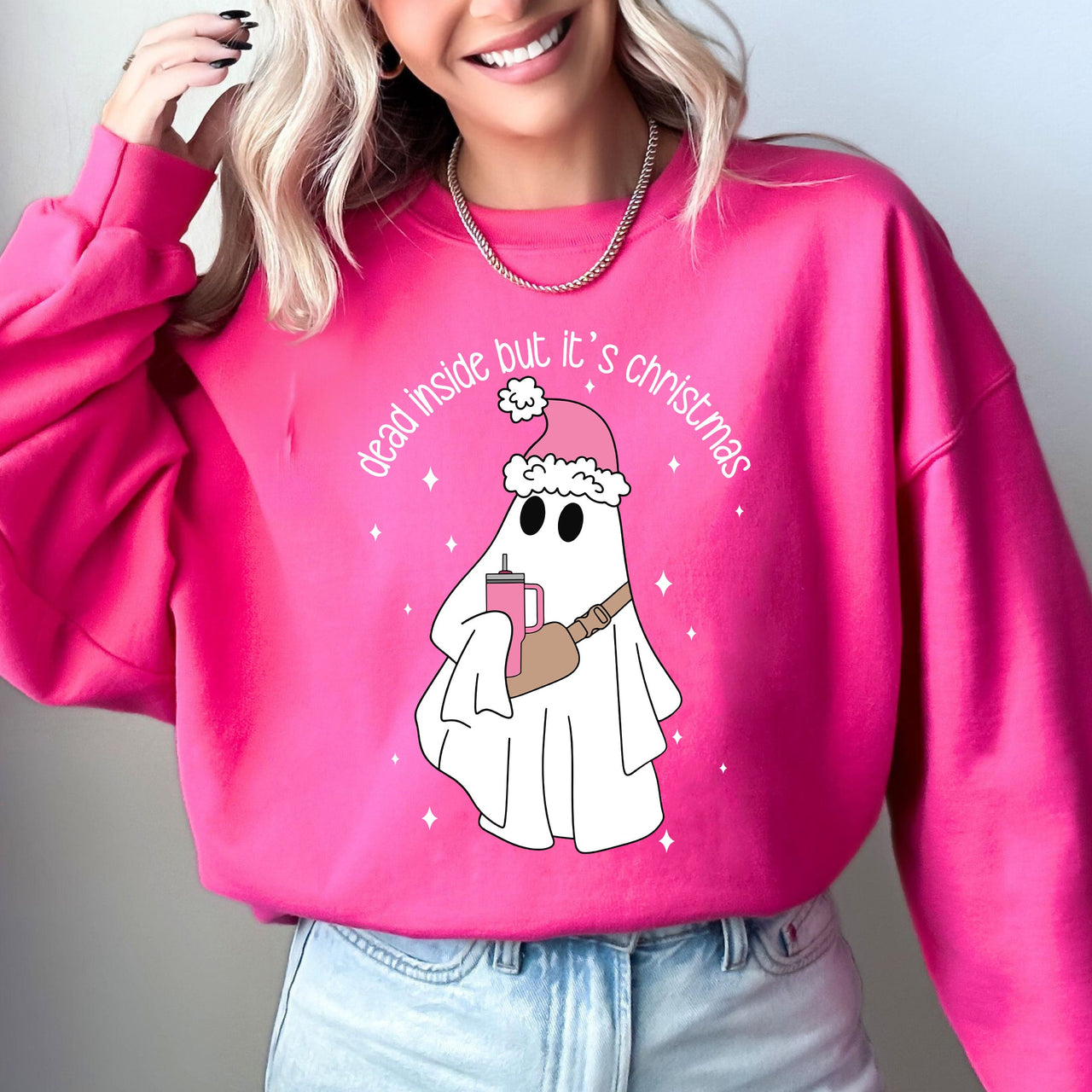 Dead Inside But It's Christmas Ghost Santa Bougie Winter Xmas Holiday Vibes Edition Sweatshirt