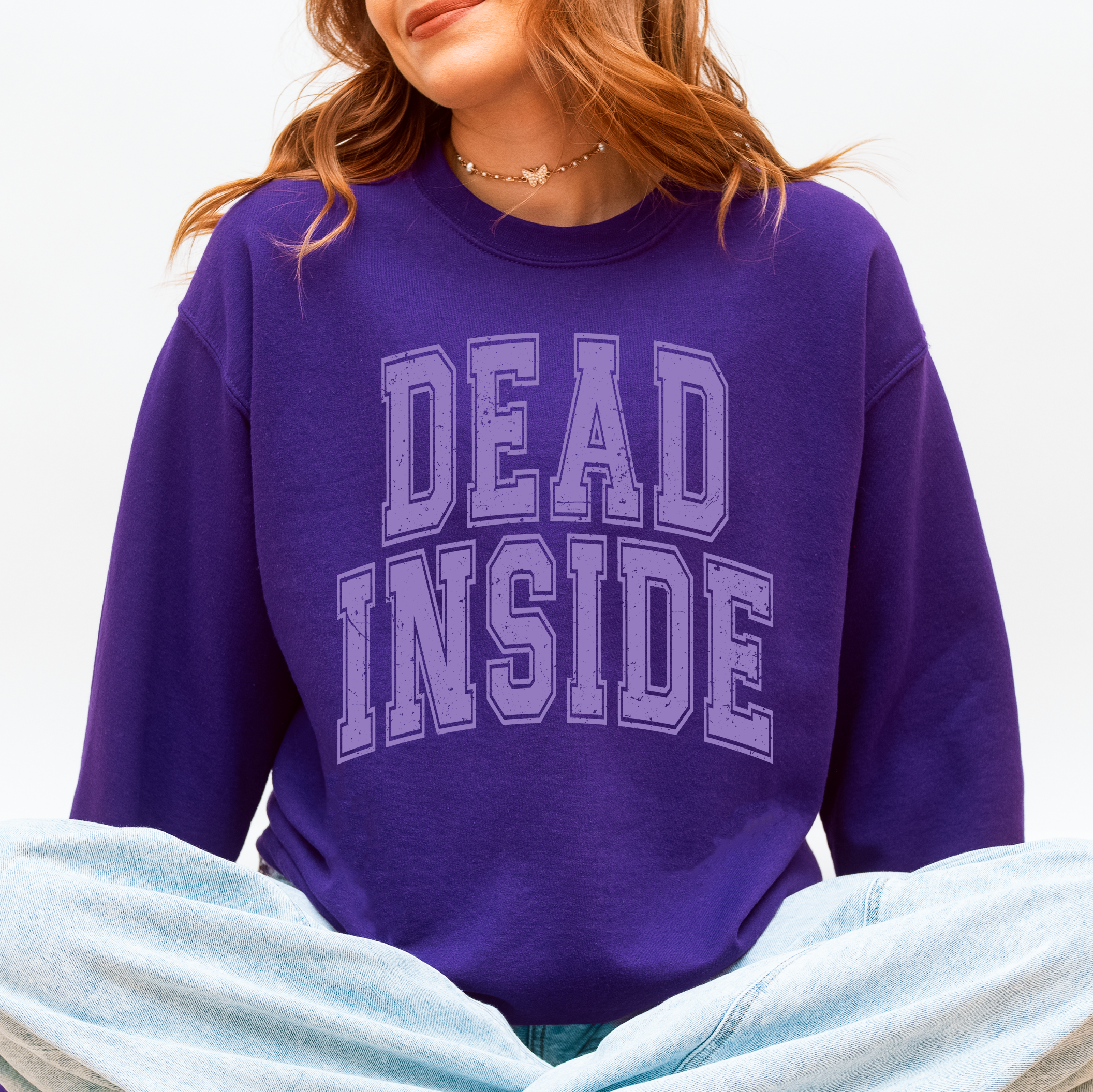 Dead Inside Mood Halloween Vibes Autumn Night Fashion Statement Cozy Graphic Edition Sweatshirt