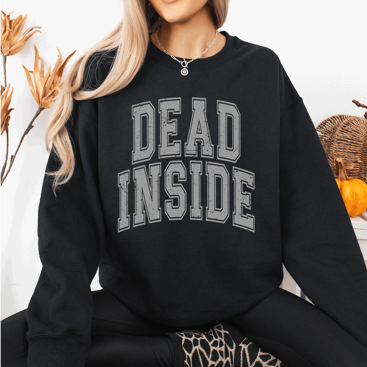 Dead Inside Mood Halloween Vibes Autumn Night Fashion Statement Cozy Graphic Edition Sweatshirt