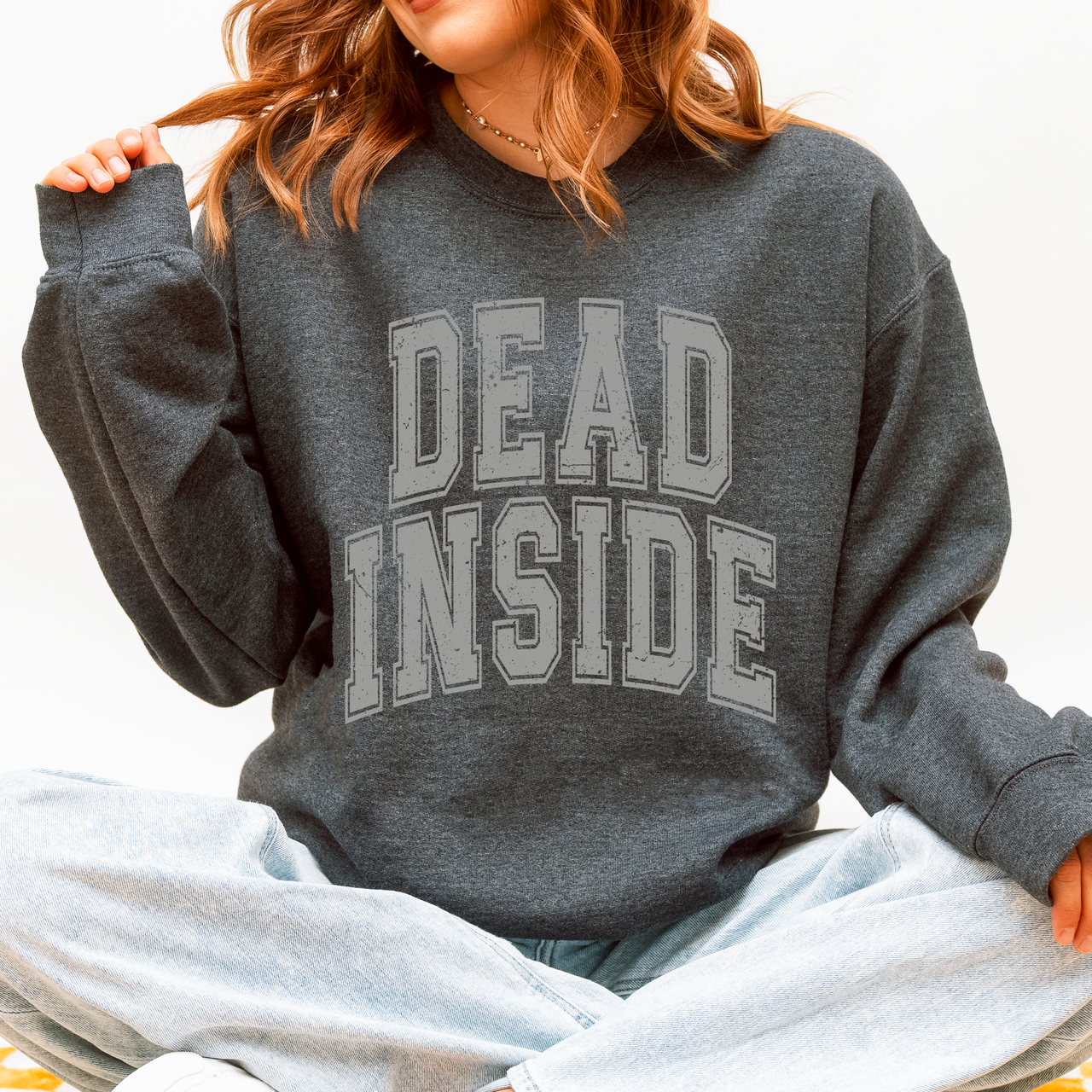 Dead Inside Mood Halloween Vibes Autumn Night Fashion Statement Cozy Graphic Edition Sweatshirt
