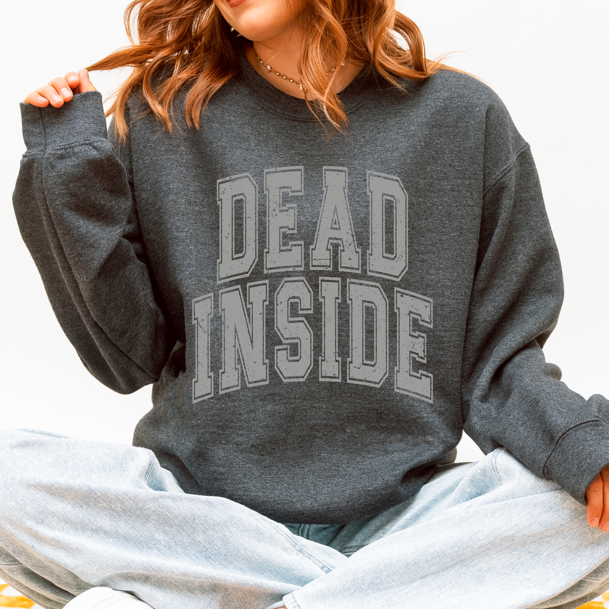 Dead Inside Mood Halloween Vibes Autumn Night Fashion Statement Cozy Graphic Edition Sweatshirt