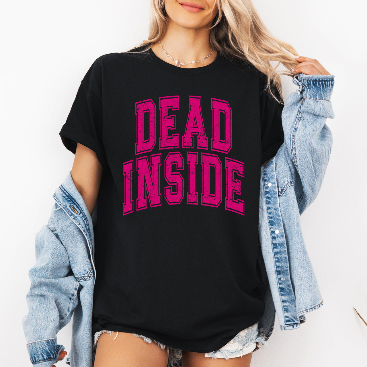 Dead Inside Mood Halloween Vibes Dark Neon Sunset Screen Printed Statement Edition Graphic Tee