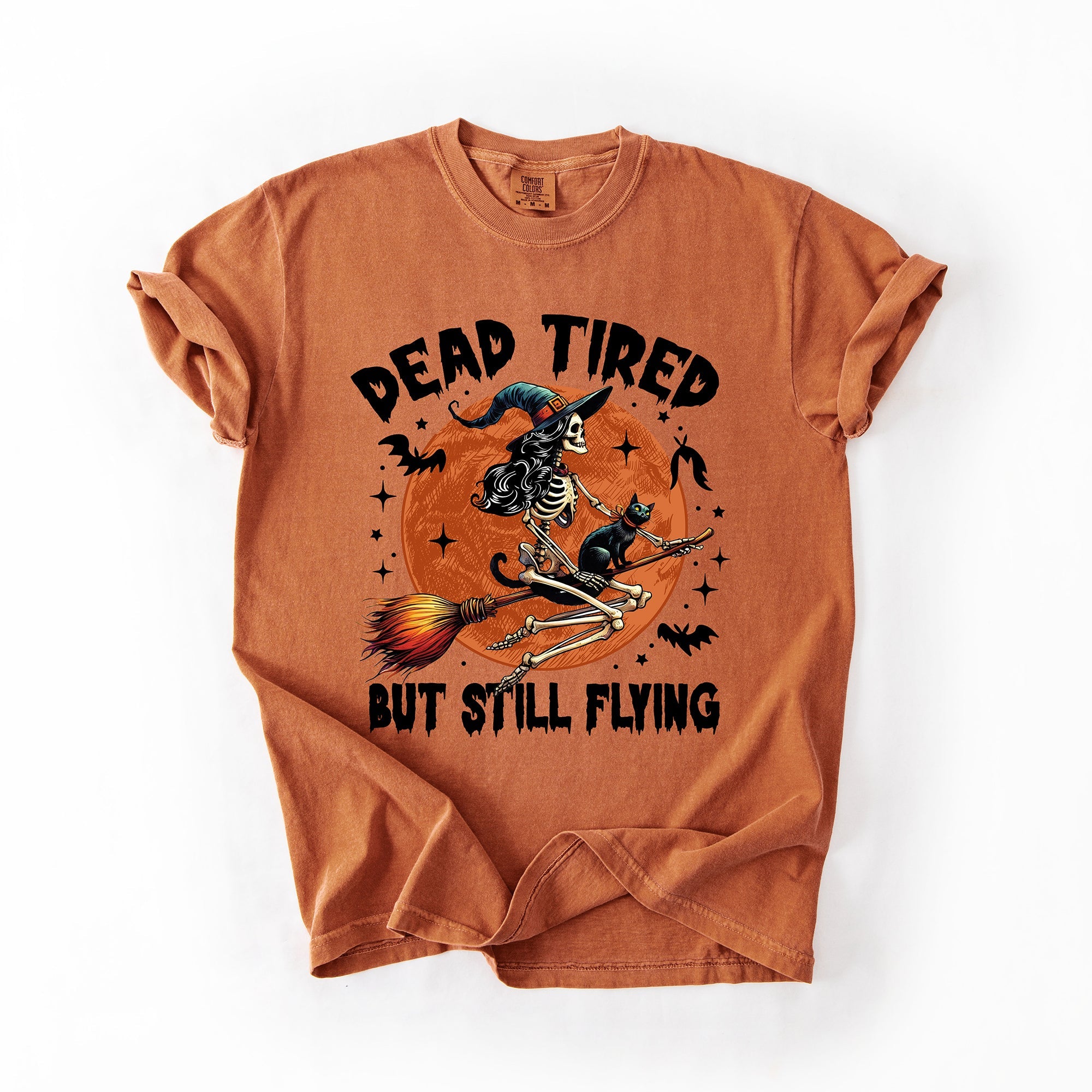 Dead Tired But Still Flying Halloween Witch Spellbound Edition Comfort Colors Tee