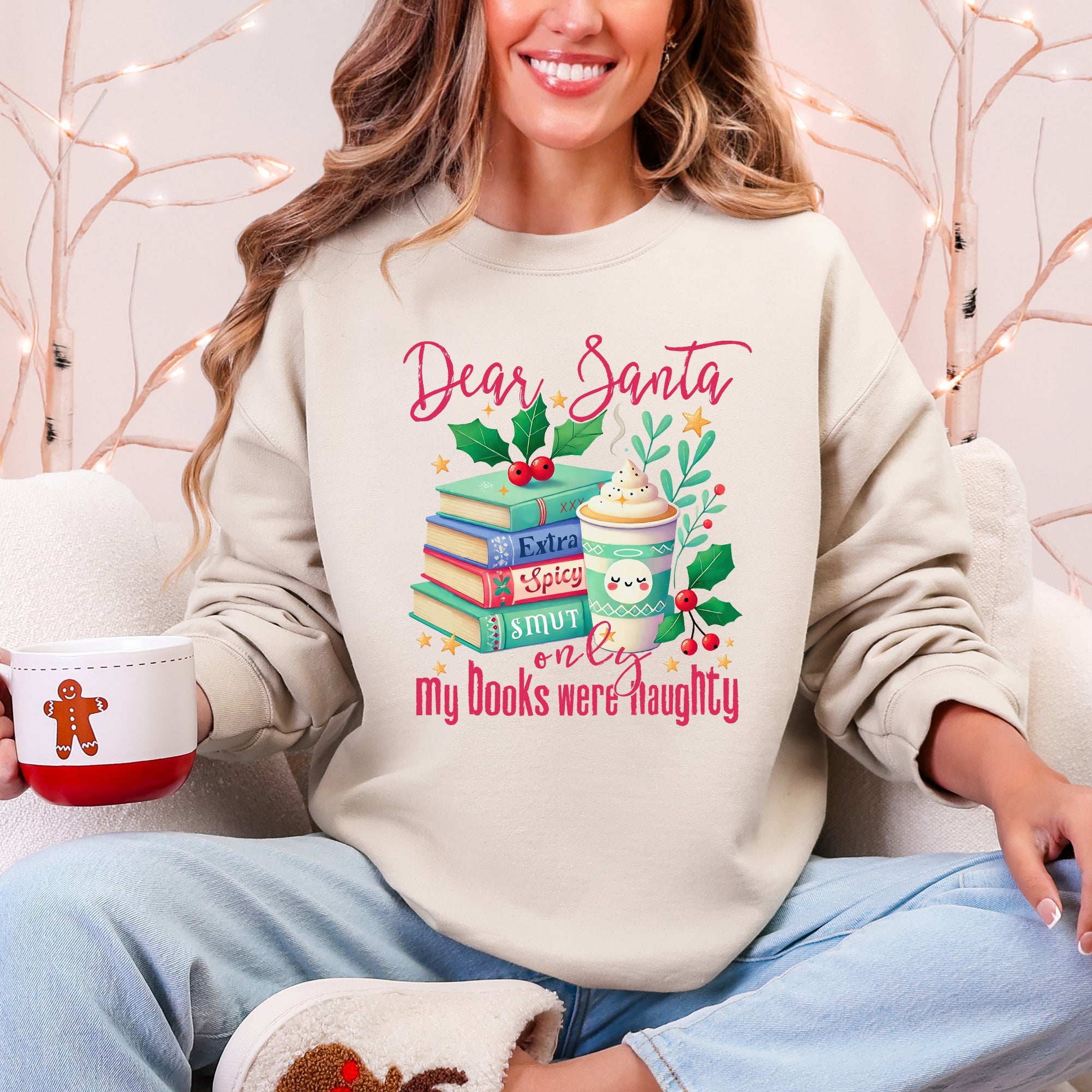 Dear Santa, My Books Were Naughty BookTok Christmas Quote Sweatshirt Book Lovers
