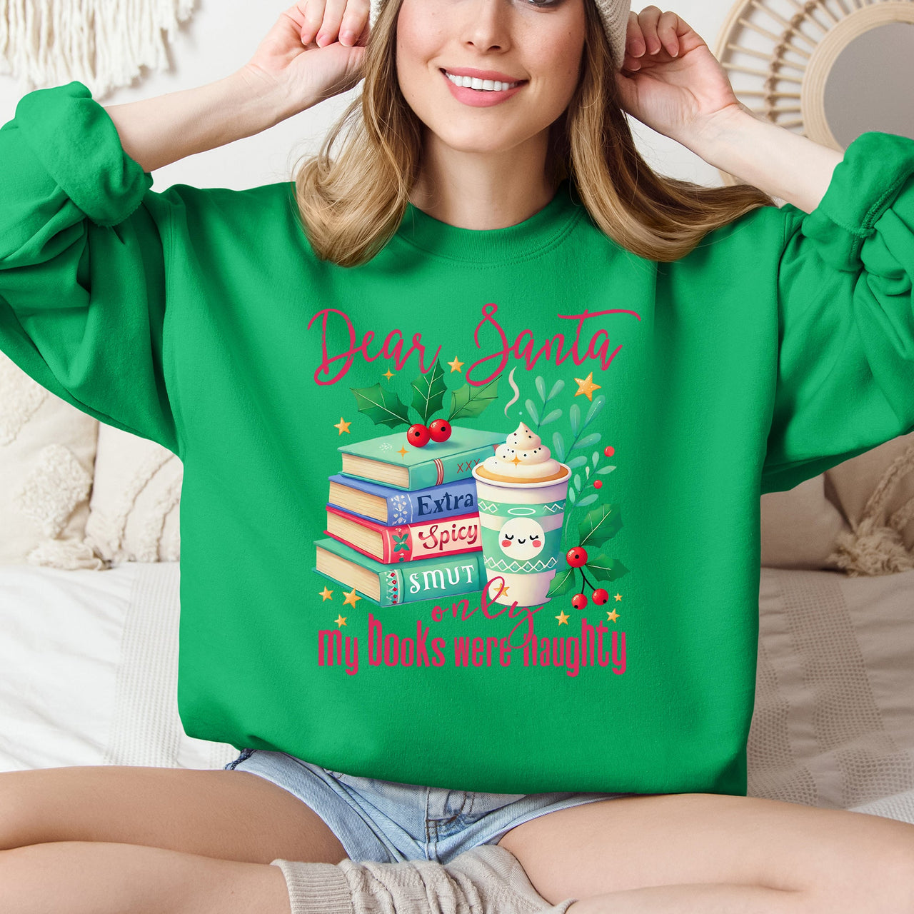 Dear Santa, My Books Were Naughty BookTok Christmas Quote Sweatshirt Book Lovers