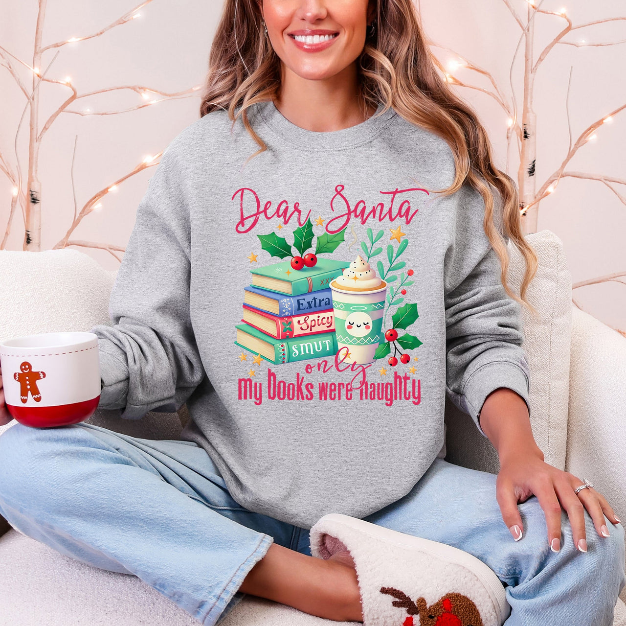 Dear Santa, My Books Were Naughty BookTok Christmas Quote Sweatshirt Book Lovers