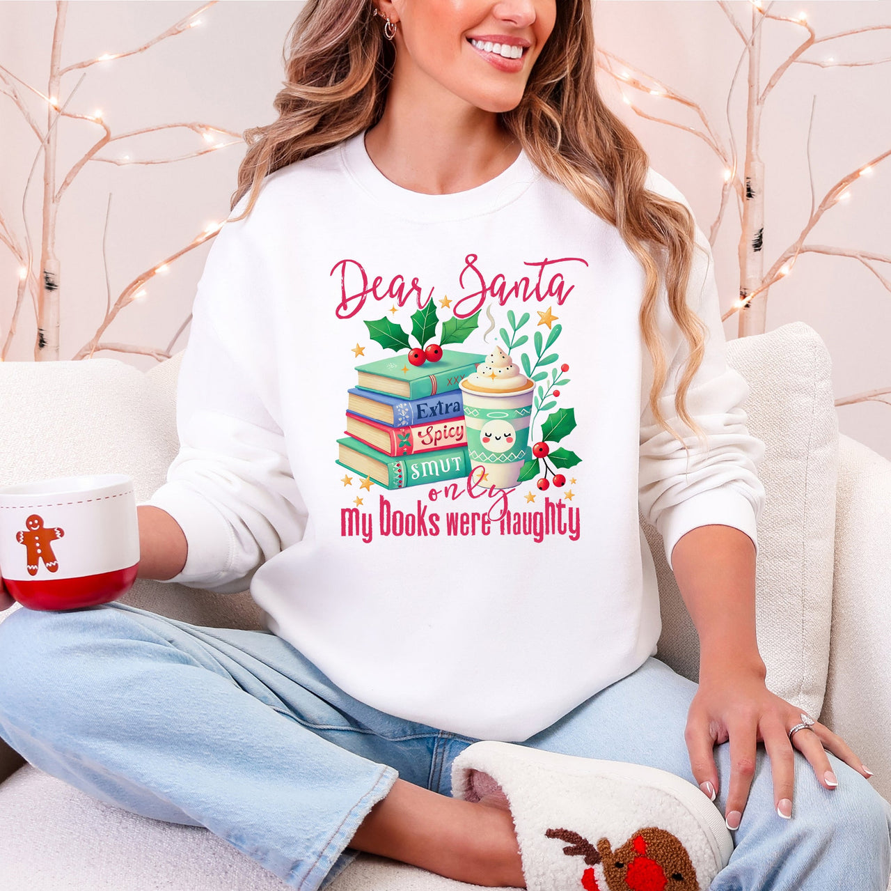 Dear Santa, My Books Were Naughty BookTok Christmas Quote Sweatshirt Book Lovers