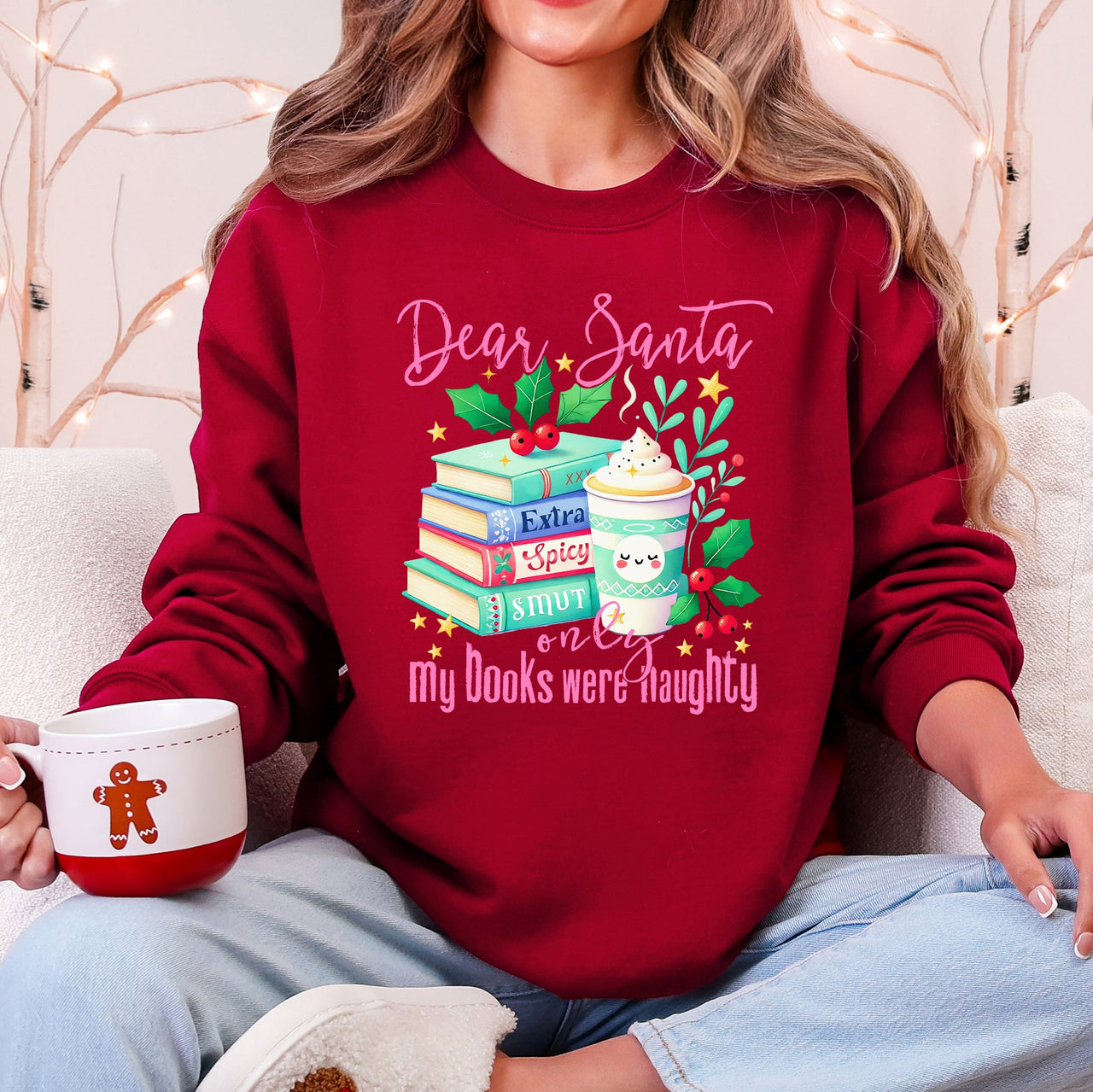 Dear Santa, My Books Were Naughty BookTok Christmas Quote Sweatshirt Book Lovers