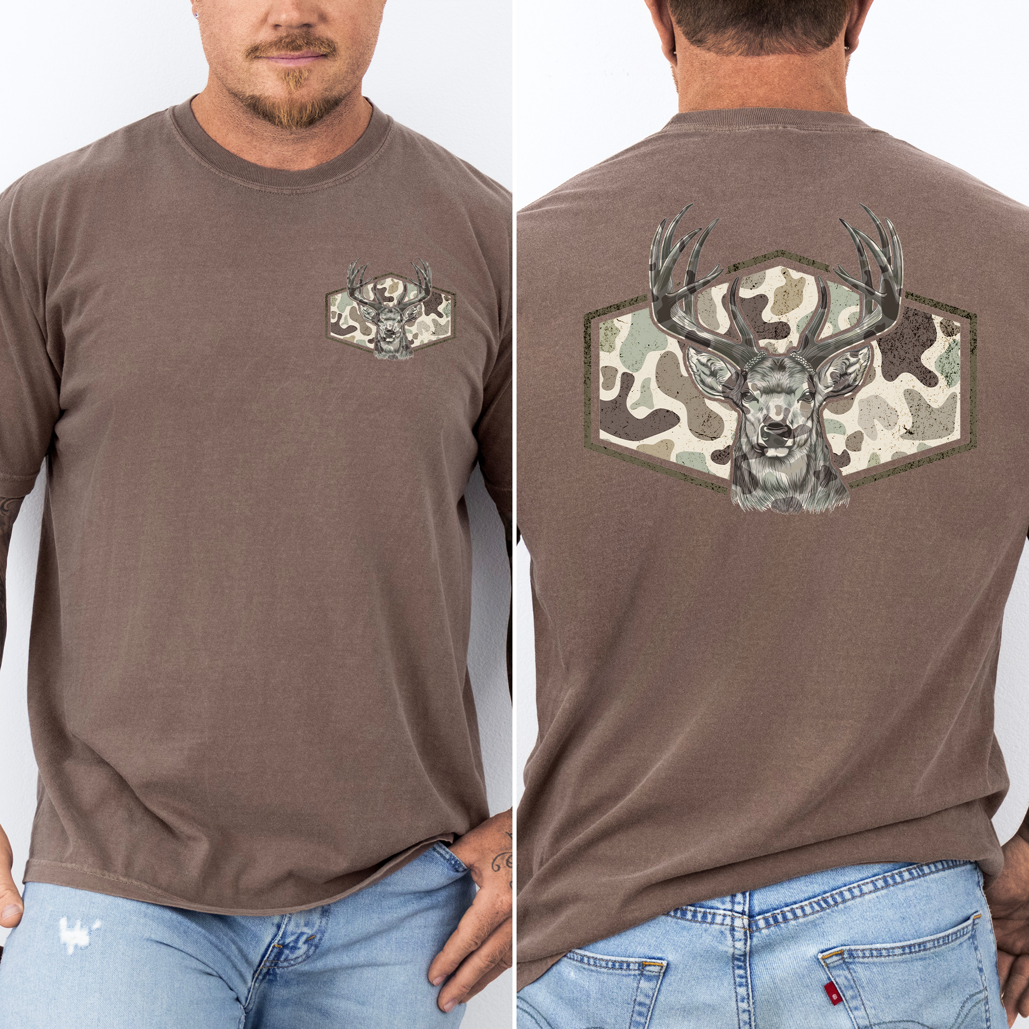 Dad's Camouflage Deer Hunting Outdoorsman Old School Style Trail Boss Comfort Colors Tee