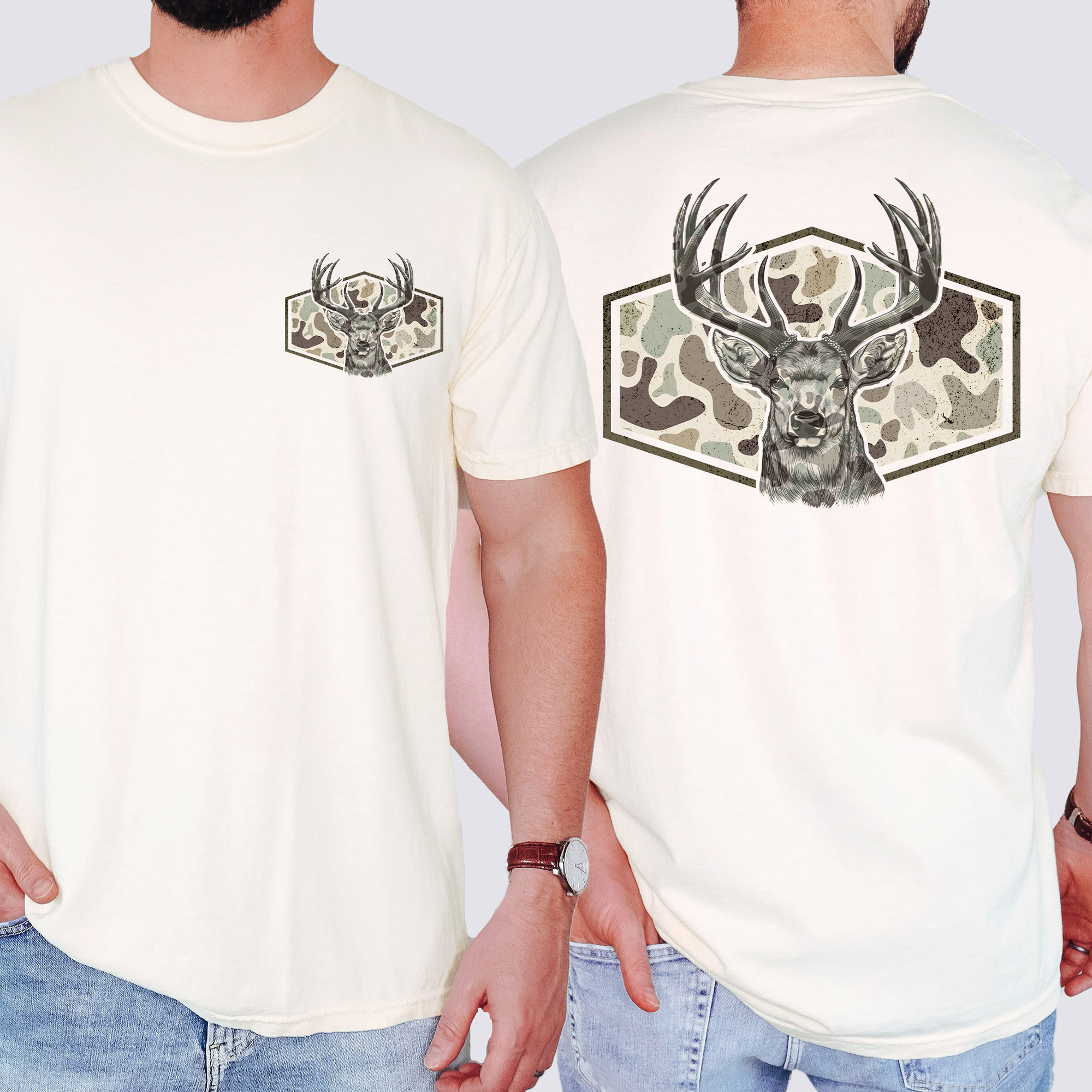 Dad's Camouflage Deer Hunting Outdoorsman Old School Style Trail Boss Comfort Colors Tee