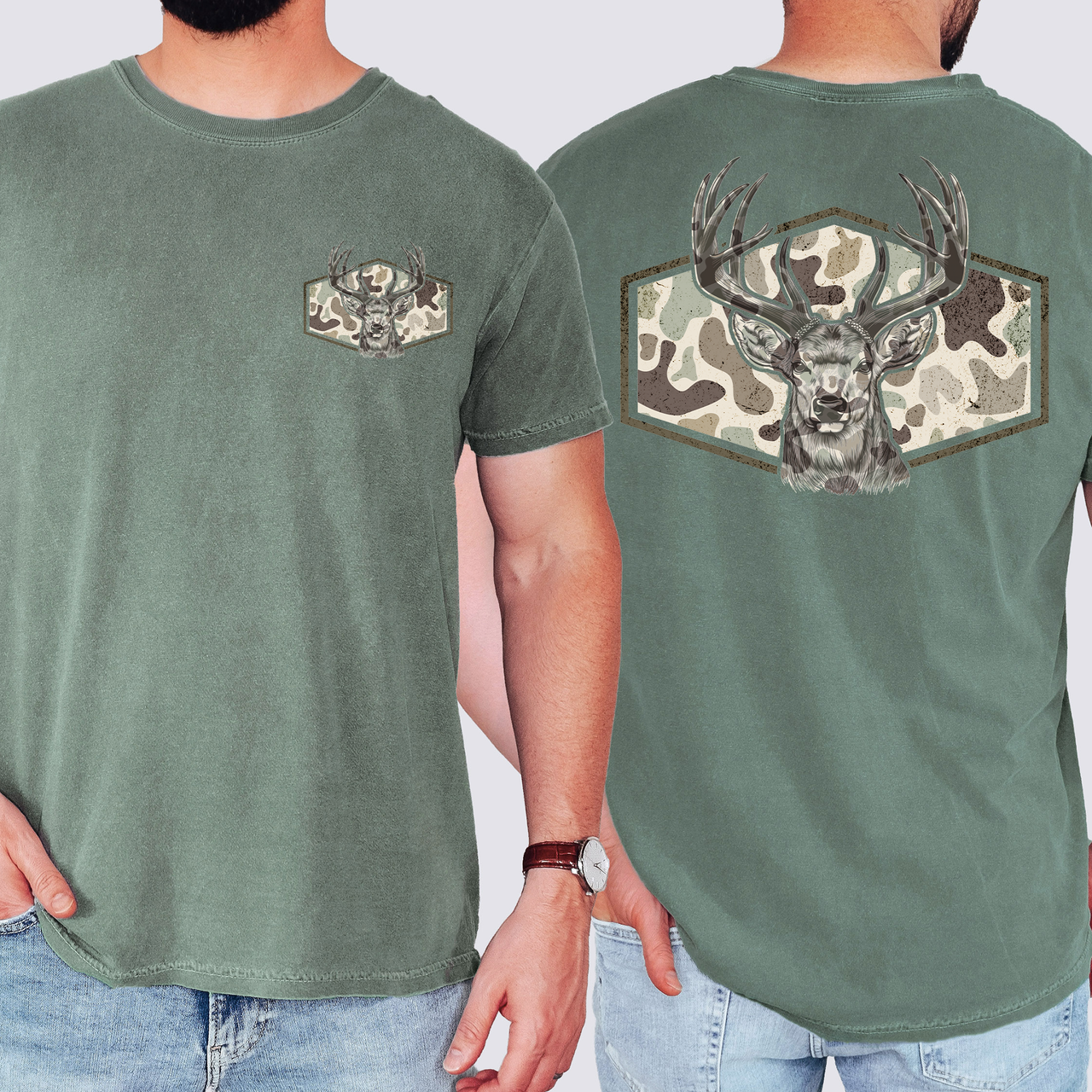 Dad's Camouflage Deer Hunting Outdoorsman Old School Style Trail Boss Comfort Colors Tee