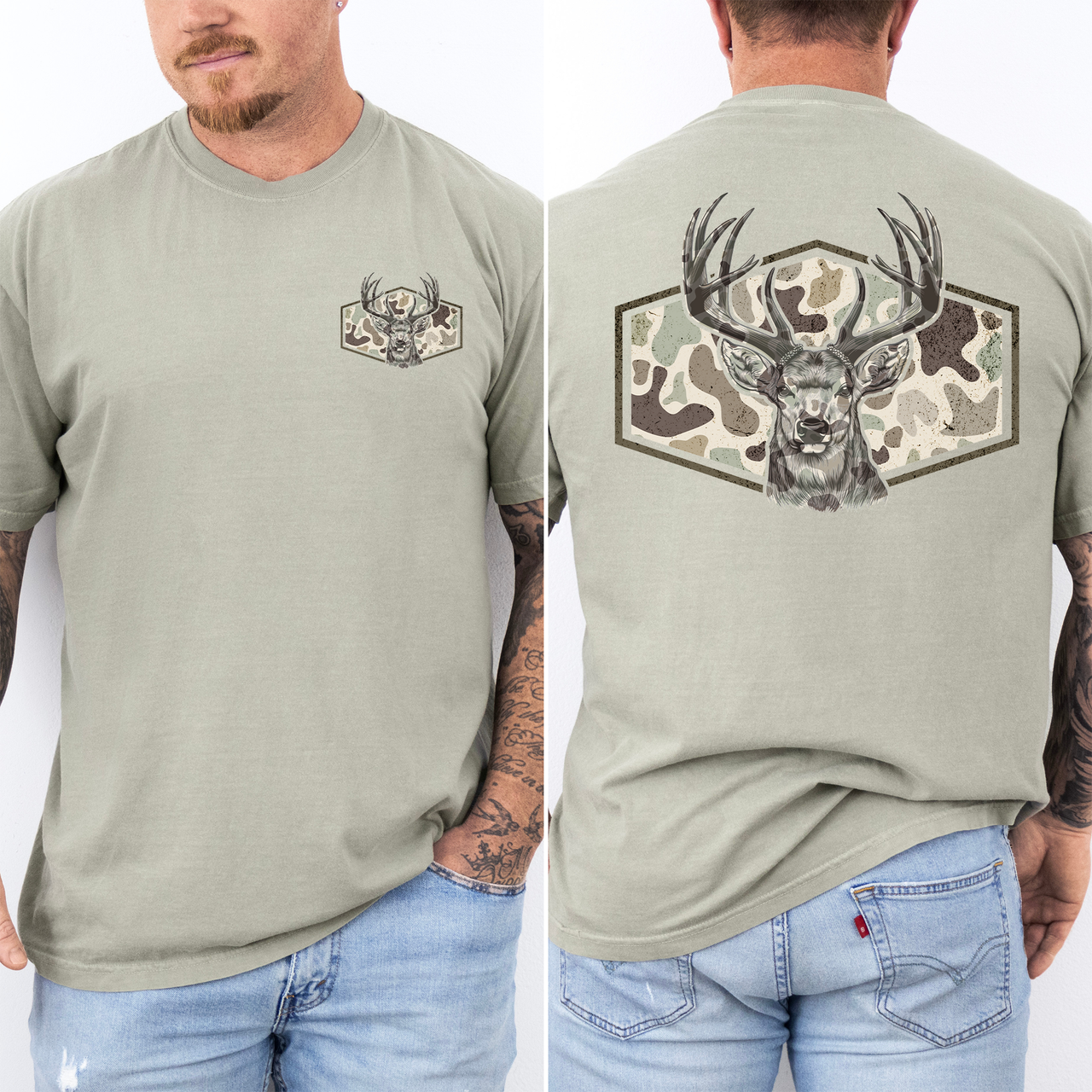 Dad's Camouflage Deer Hunting Outdoorsman Old School Style Trail Boss Comfort Colors Tee