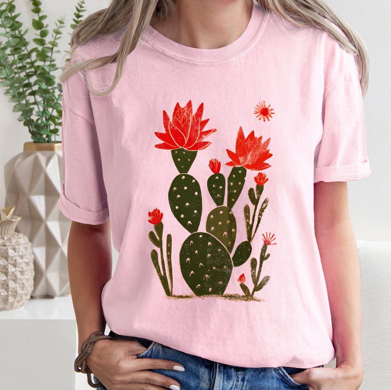 Desert Cactus Succulent Western Plants Southwest Desert Scene Graphic Elements Comfort Colors Tee