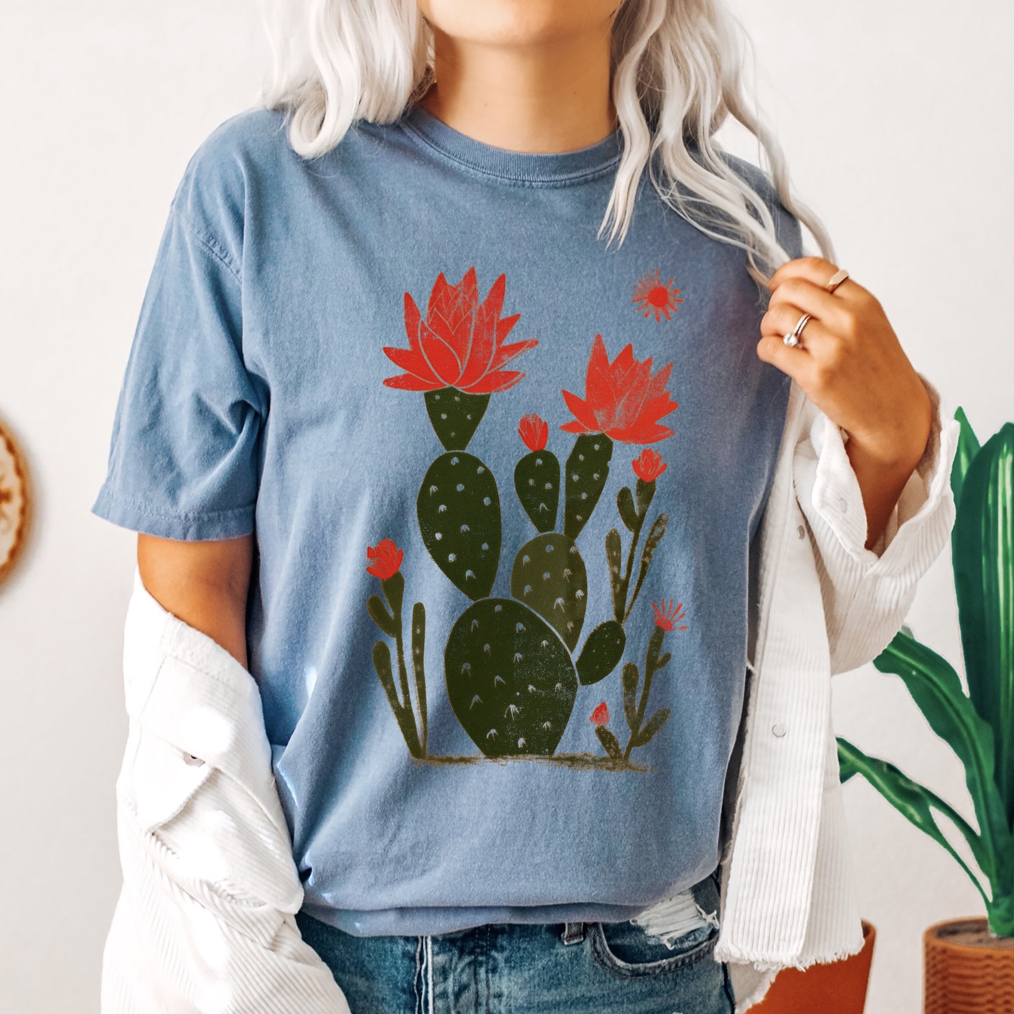 Desert Cactus Succulent Western Plants Southwest Desert Scene Graphic Elements Comfort Colors Tee