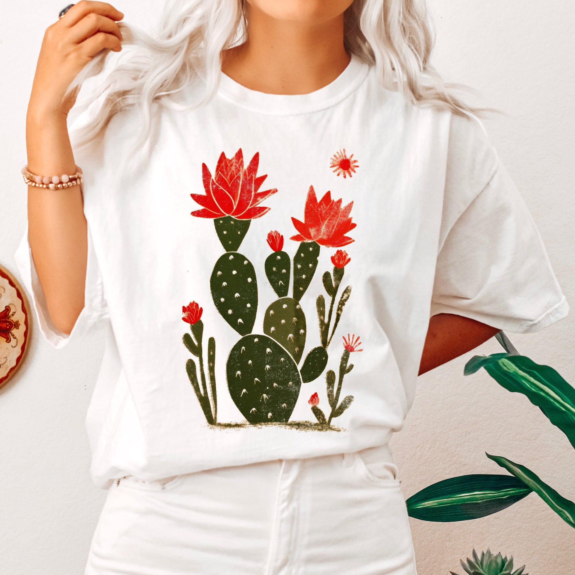 Desert Cactus Succulent Western Plants Southwest Desert Scene Graphic Elements Comfort Colors Tee
