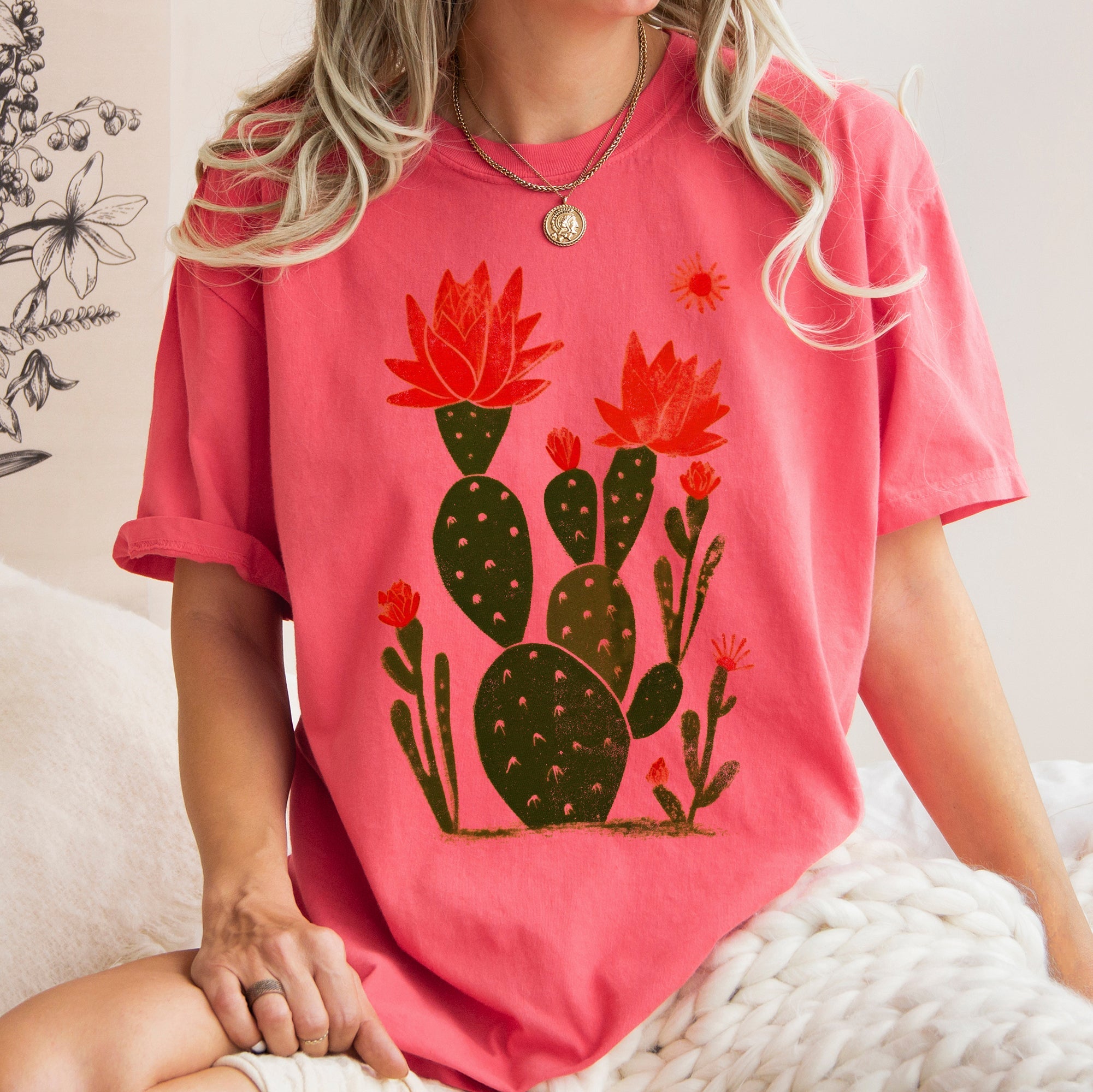 Desert Cactus Succulent Western Plants Southwest Desert Scene Graphic Elements Comfort Colors Tee