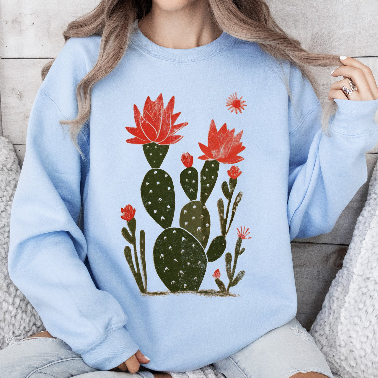 Desert Cactus Succulent Country Western Plants Nature Inspired Artwork Collection Sweatshirt