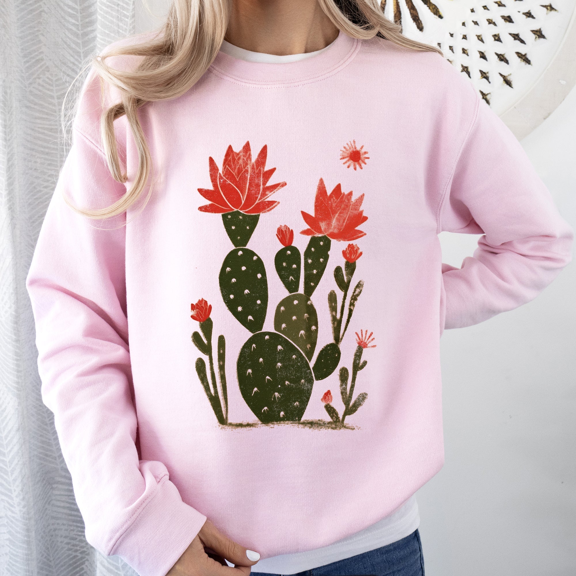 Desert Cactus Succulent Country Western Plants Nature Inspired Artwork Collection Sweatshirt