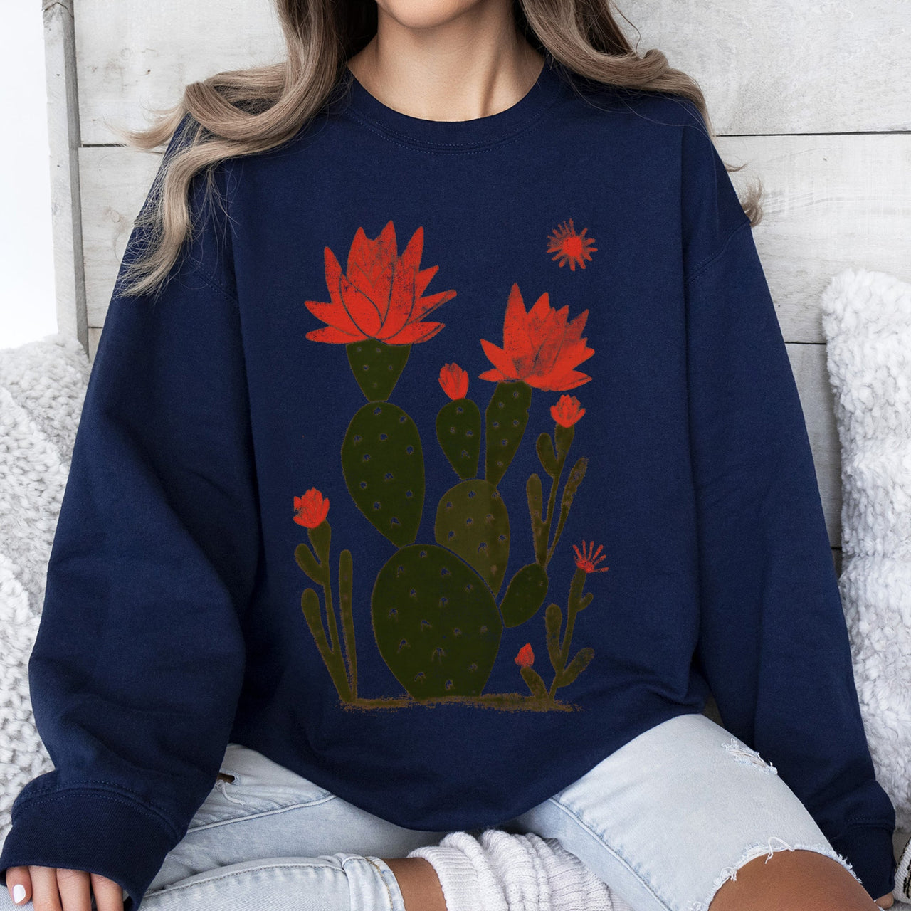 Desert Cactus Succulent Country Western Plants Nature Inspired Artwork Collection Sweatshirt