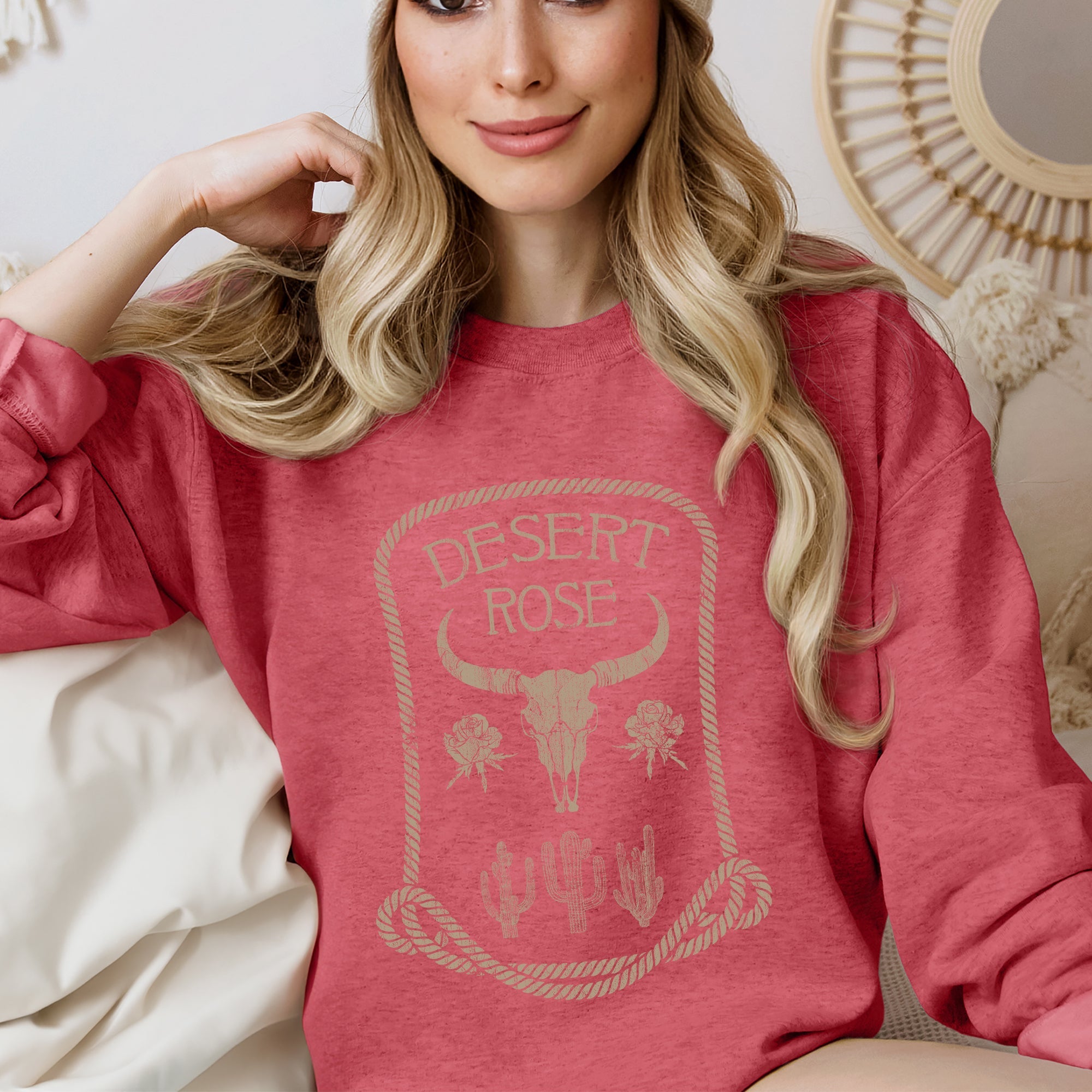 Desert Rose Skull Western Country Vintage-Inspired Limited Edition Graphic Sweatshirt