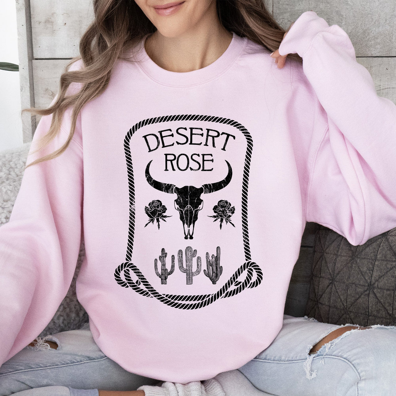 Desert Rose Skull Western Country Vintage-Inspired Limited Edition Graphic Sweatshirt