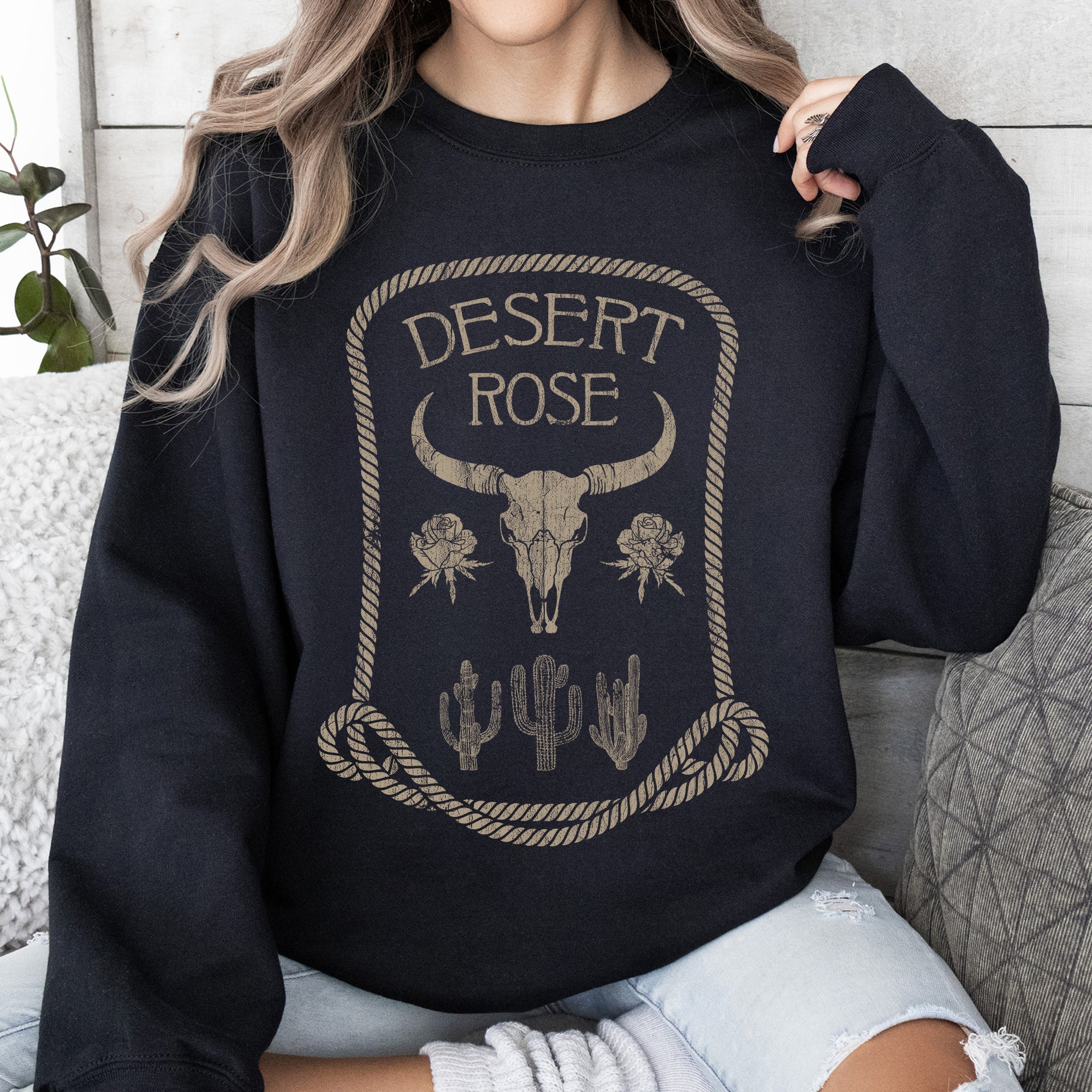 Desert Rose Western Cowgirl Cowboy Spirit Heritage Frontier Style Graphic Sweatshirt