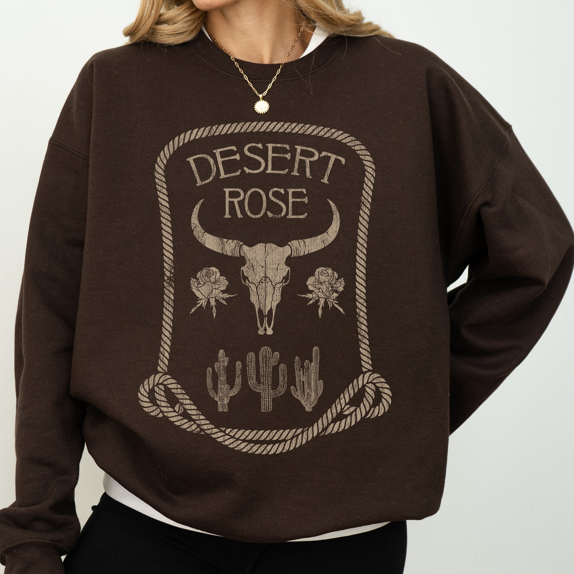 Desert Rose Western Cowgirl Cowboy Spirit Heritage Frontier Style Graphic Sweatshirt