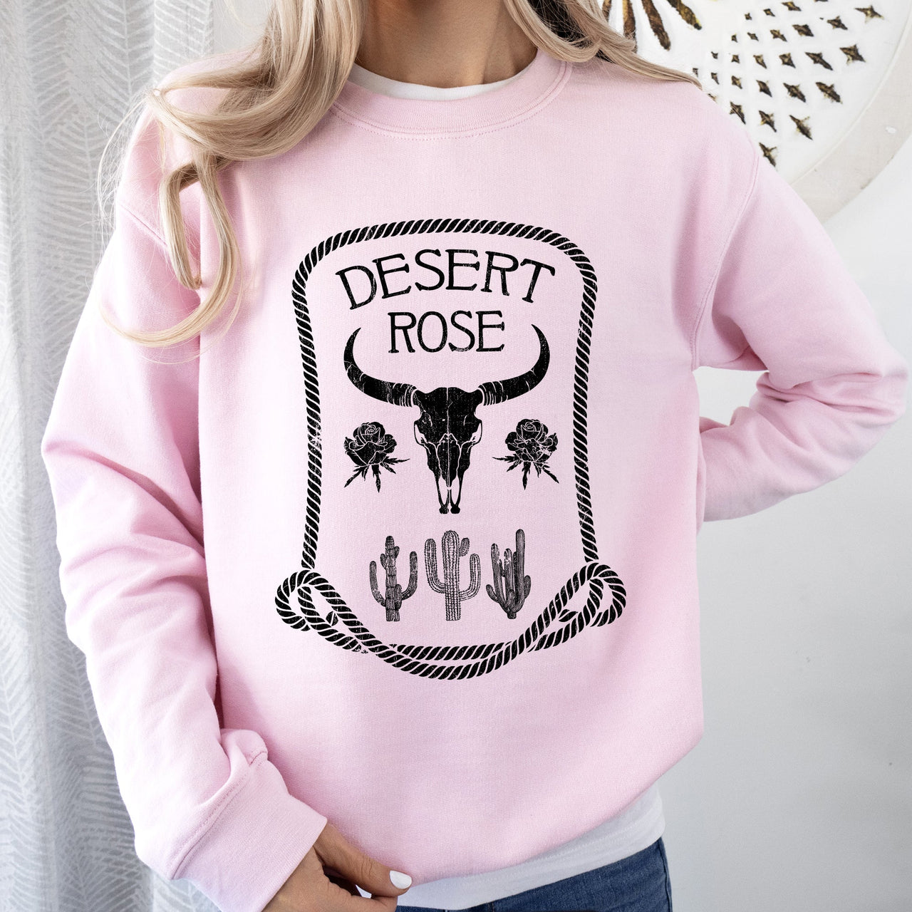 Desert Rose Western Cowgirl Cowboy Spirit Heritage Frontier Style Graphic Sweatshirt