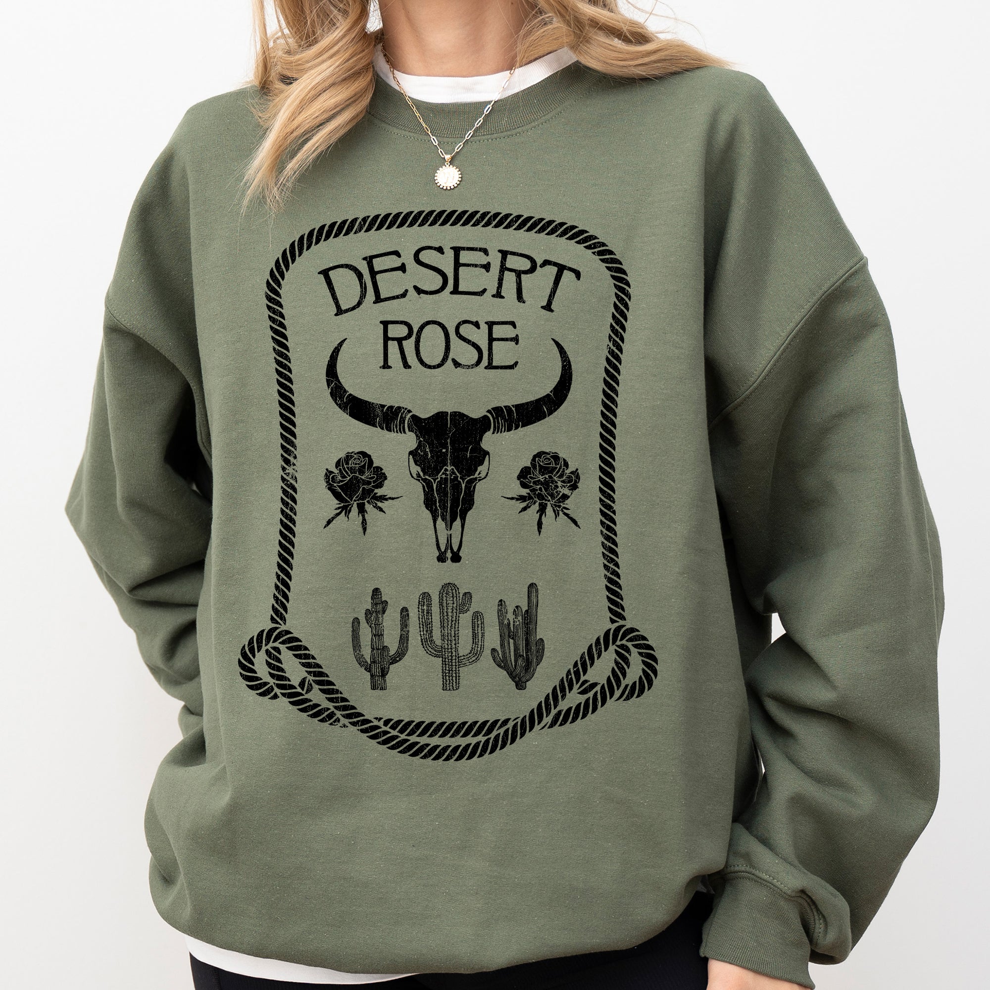 Desert Rose Western Cowgirl Cowboy Spirit Heritage Frontier Style Graphic Sweatshirt