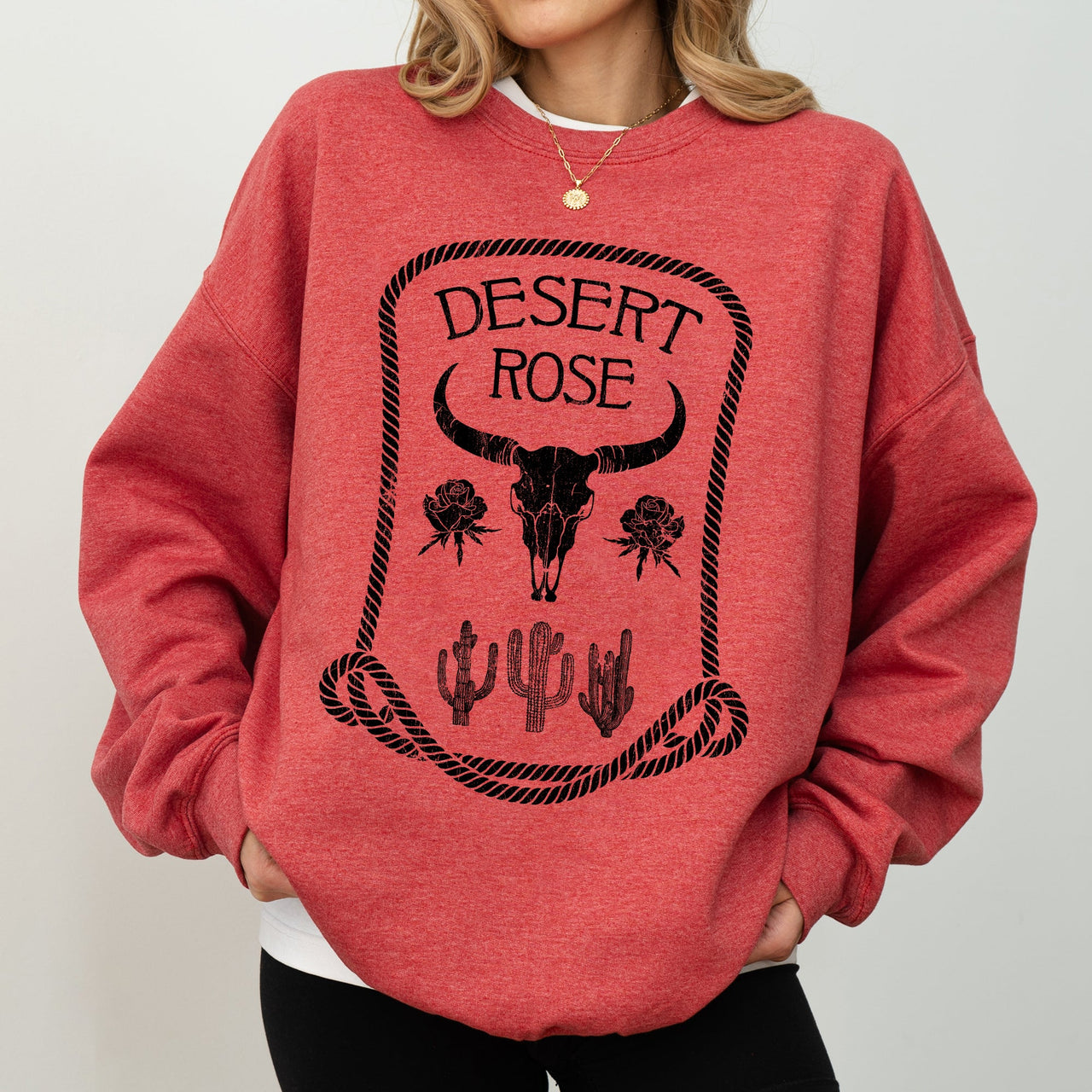 Desert Rose Western Cowgirl Cowboy Spirit Heritage Frontier Style Graphic Sweatshirt