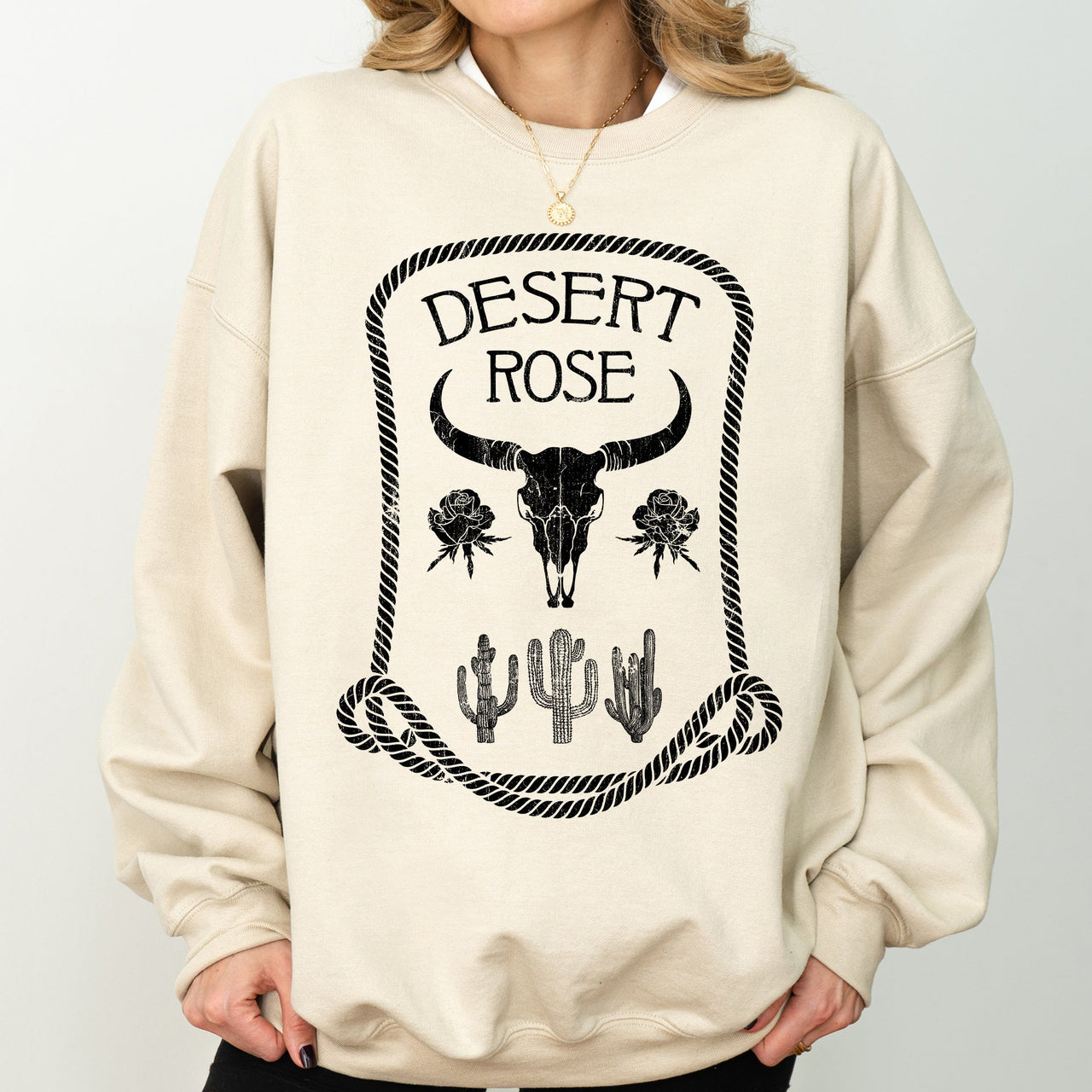Desert Rose Western Cowgirl Cowboy Spirit Heritage Frontier Style Graphic Sweatshirt