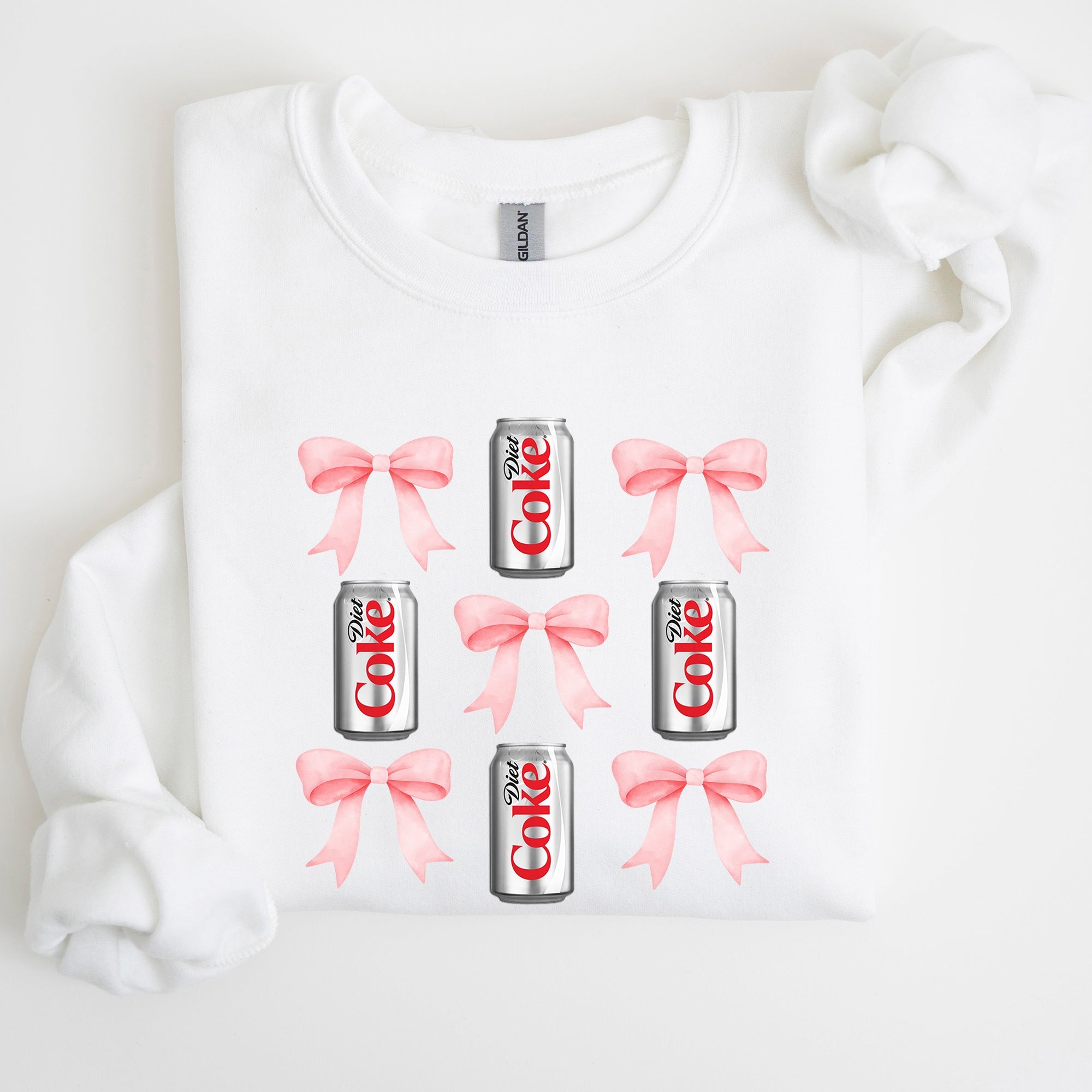 Diet Coke Soft Drink Coquette Preppy Soda Pop Bows Allover Print Vintage Inspired Sweatshirt