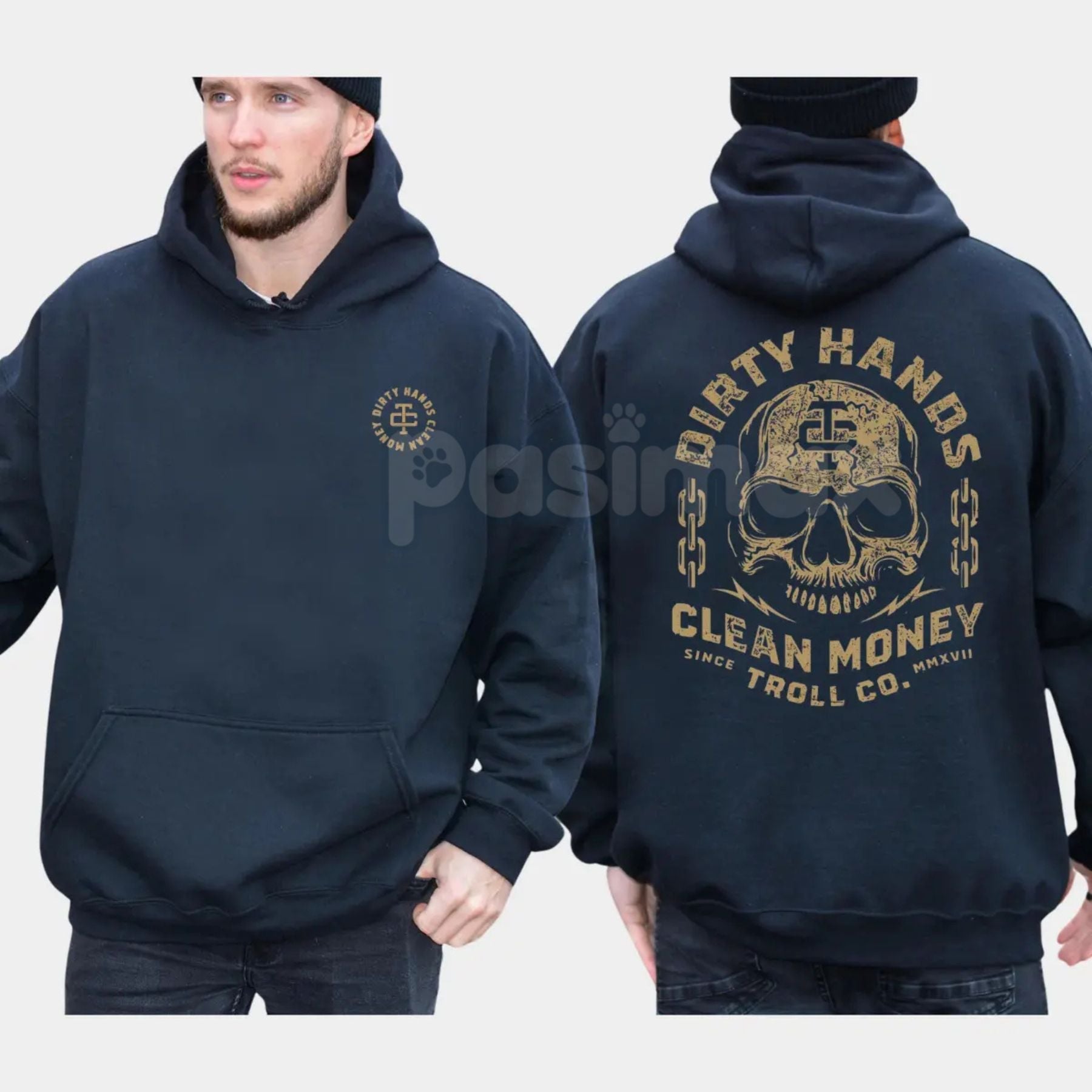 Dirty Hands Clean Money Hoodie – Hard Work Ethic Statement Pullover, Tradesman & Entrepreneur Apparel, Unisex